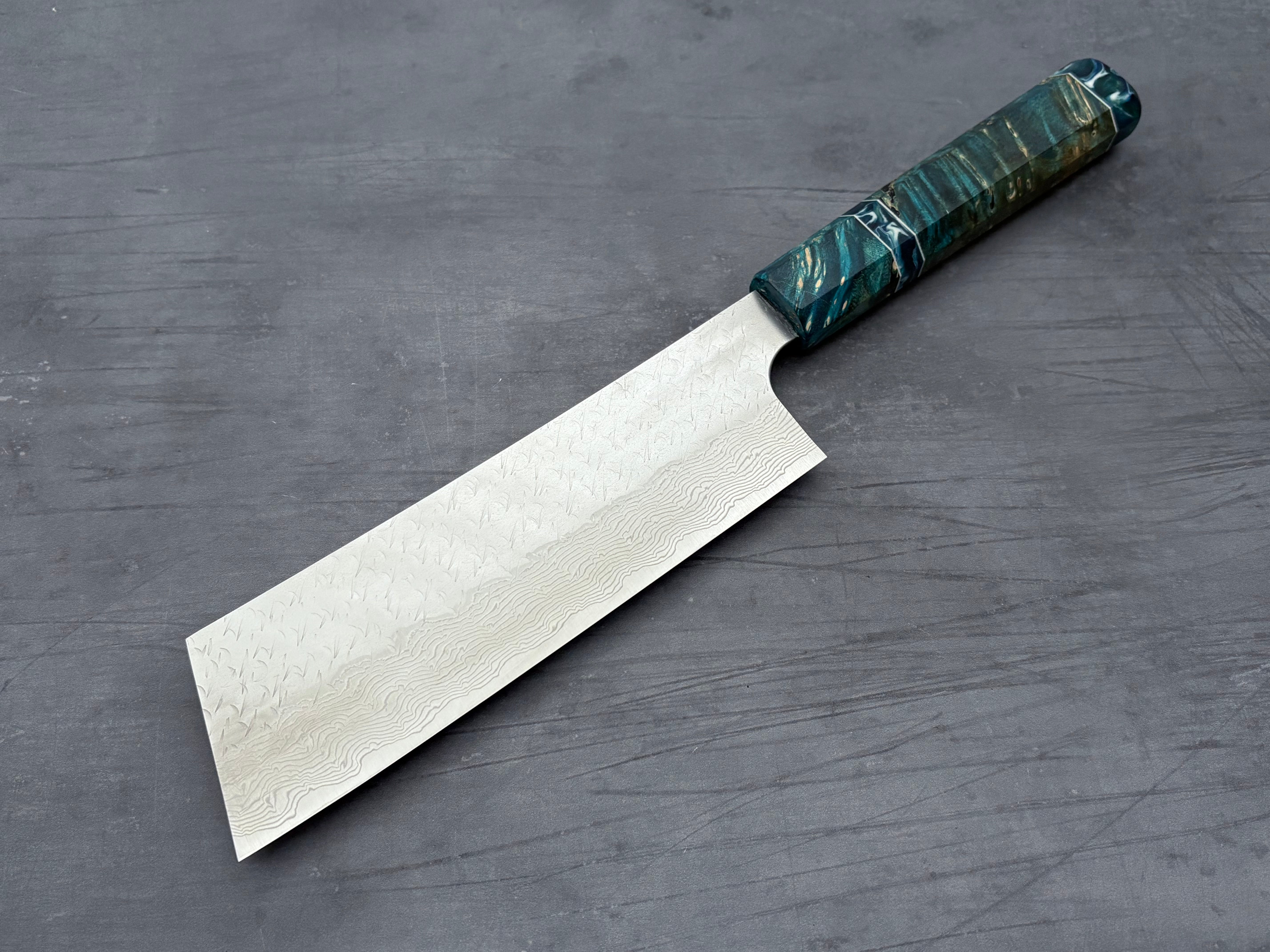 Nigara Hamono SG STRIX Damascus Nakiri x Letshandlethis