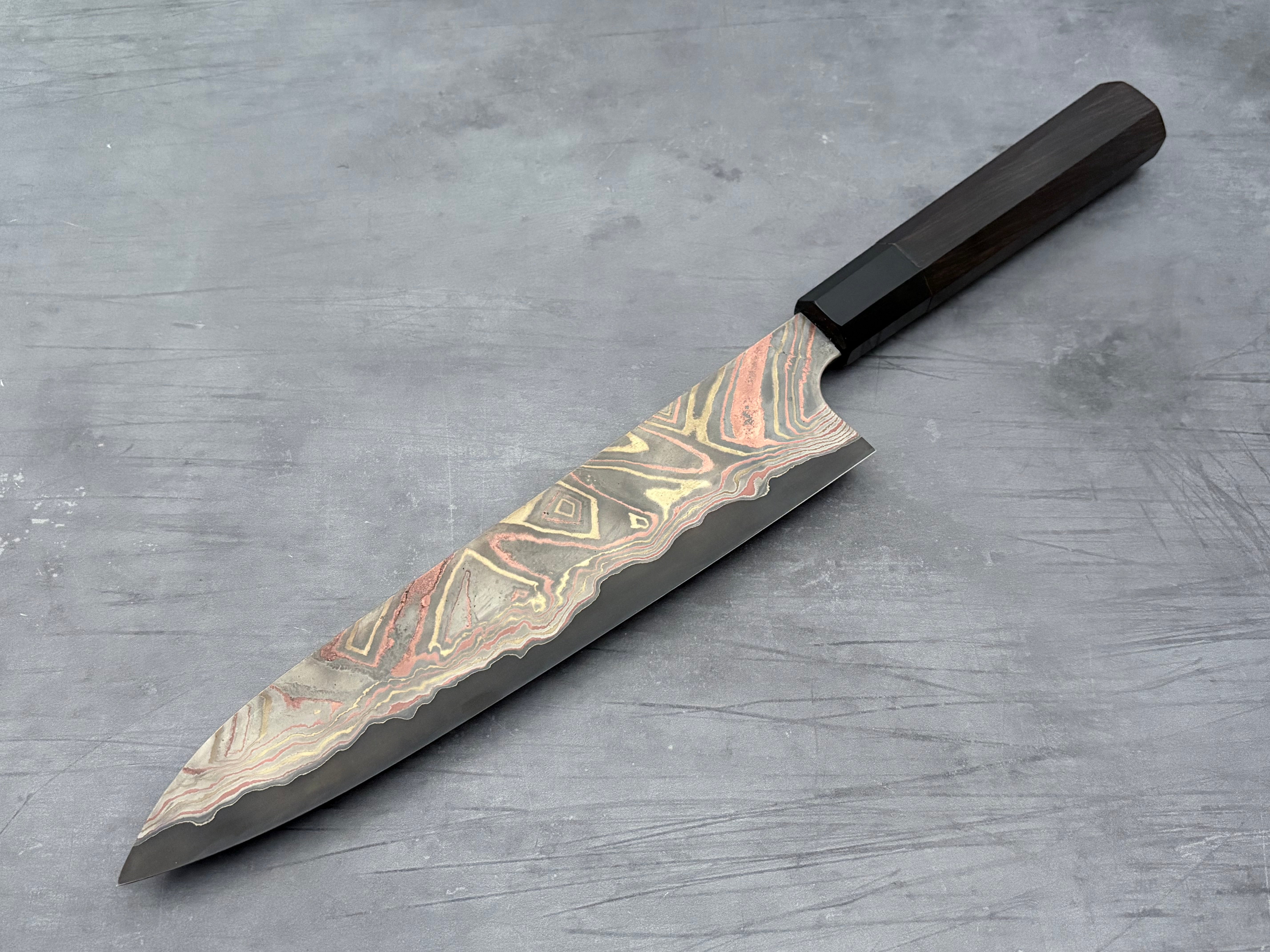 Hatsukokoro Irodori Blue #2 Rainbow Damascus Gyuto 240mm