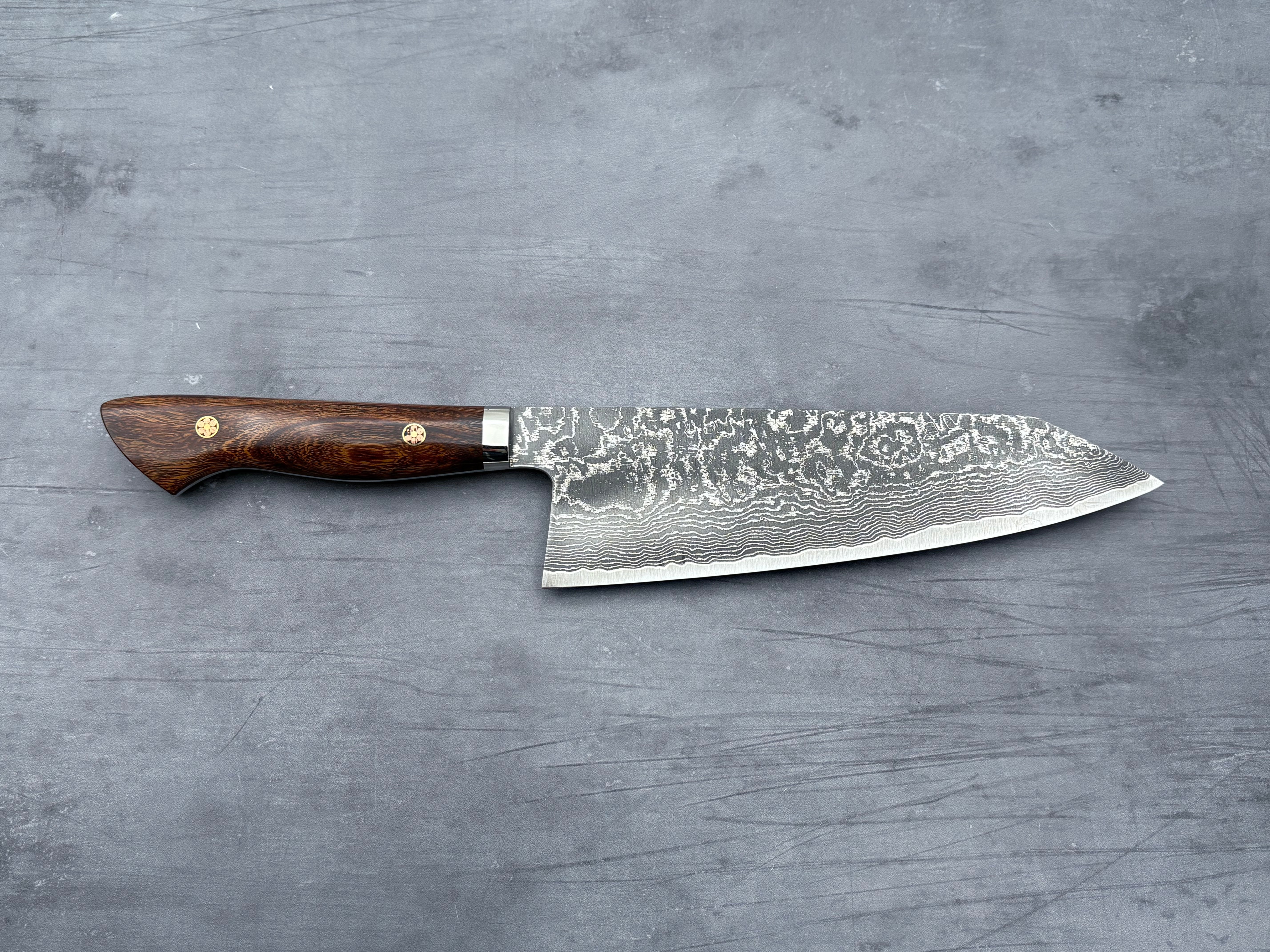 Shigeki Tanaka R2 Damascus Ironwood Extra-Tall Kiritsuke Gyuto 210mm