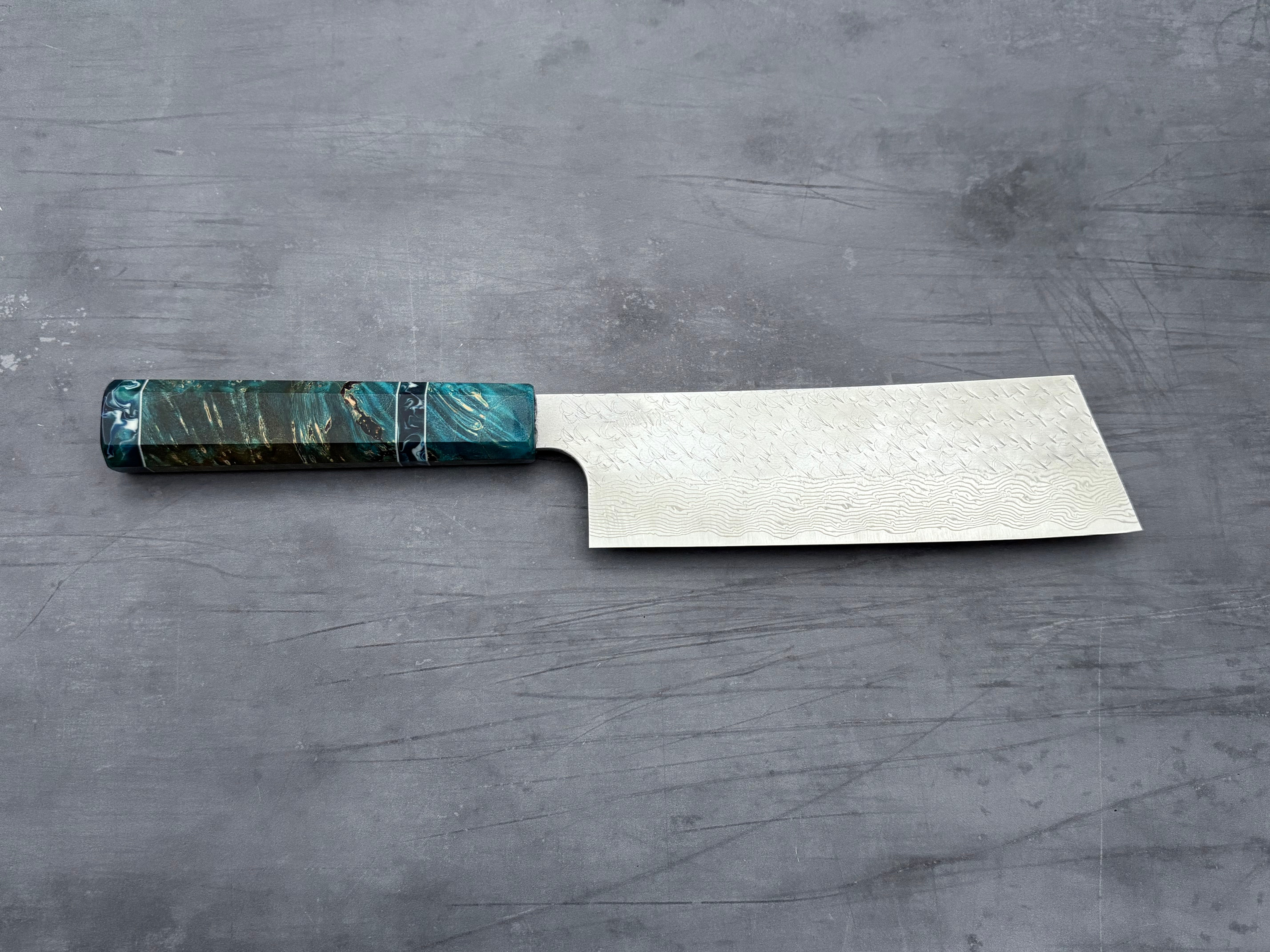 Nigara Hamono SG STRIX Damascus Nakiri x Letshandlethis