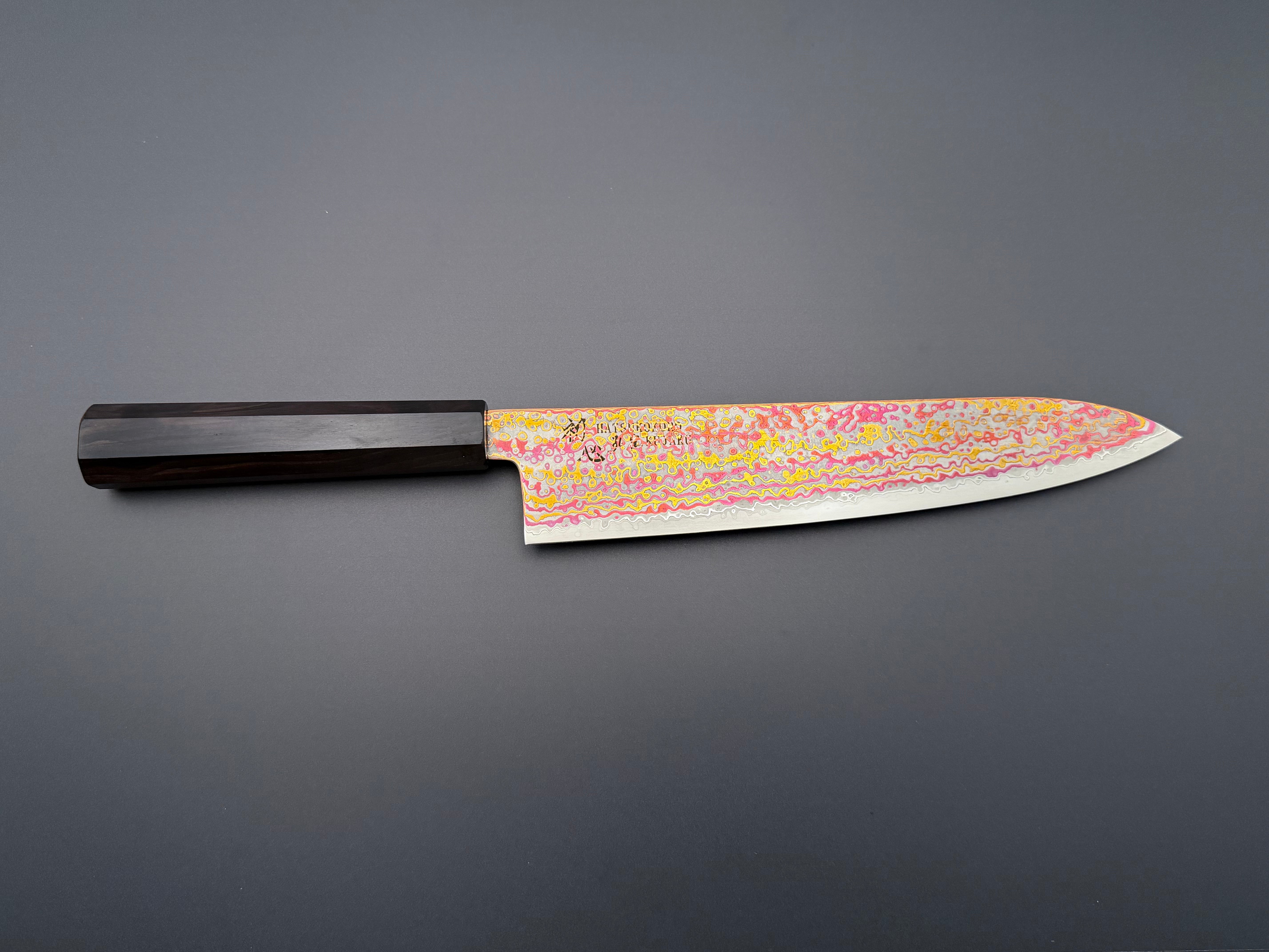 Hatsukokoro Kujaku V-Toku2 Rainbow Damascus Gyuto 240mm