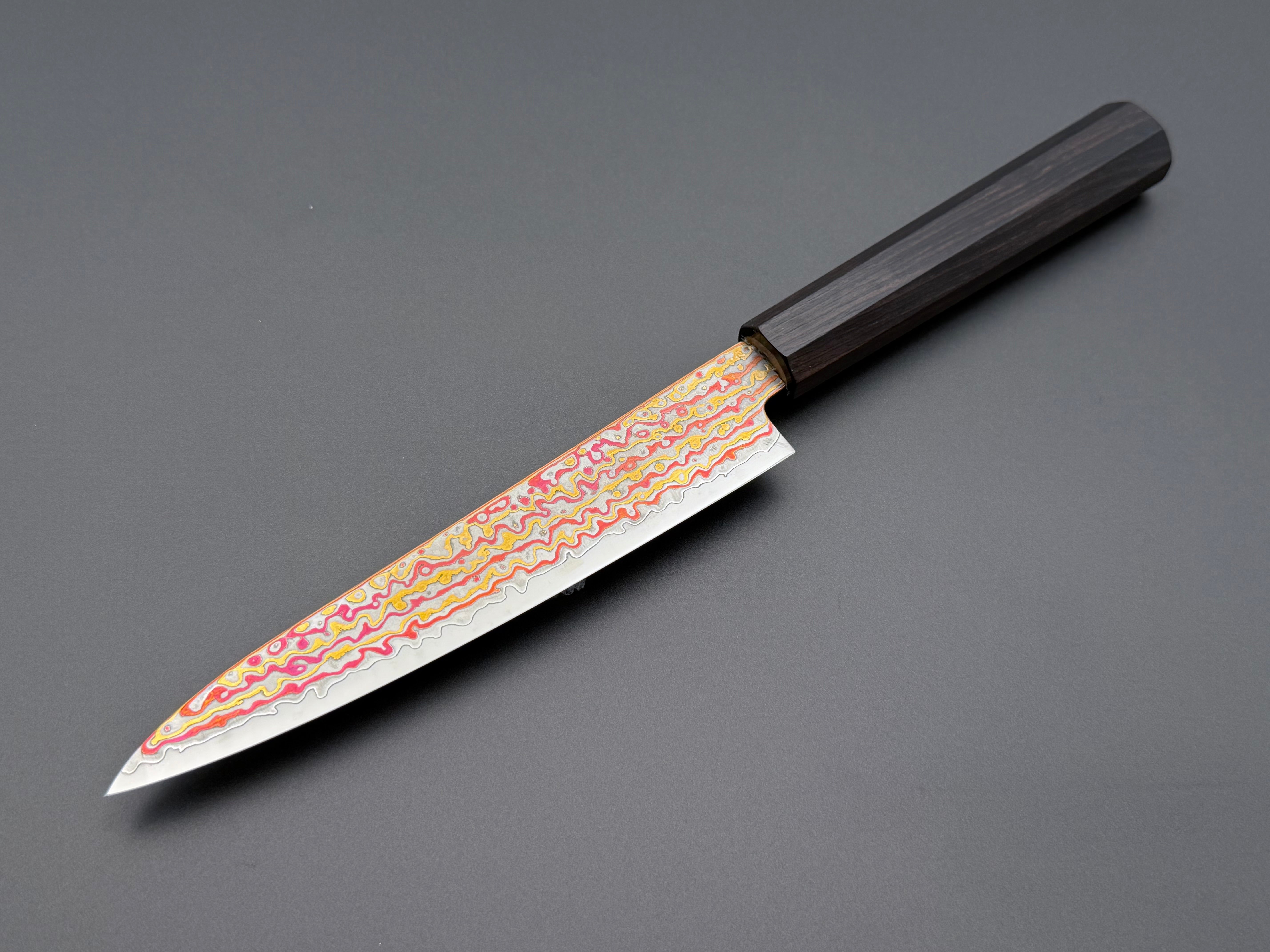 Hatsukokoro Kujaku V-Toku2 Rainbow Damascus Petty 150mm
