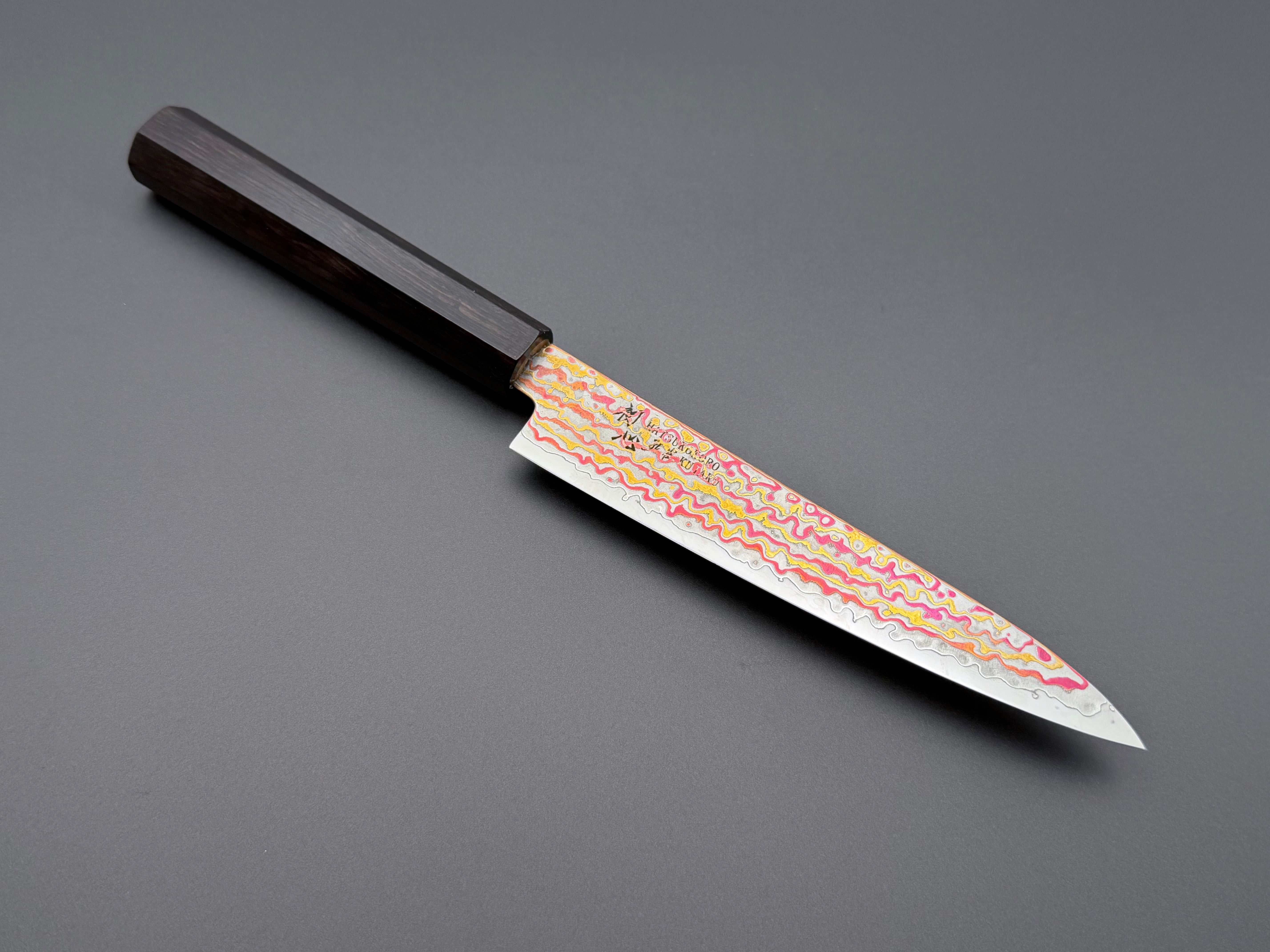 Hatsukokoro Kujaku V-Toku2 Rainbow Damascus Petty 150mm