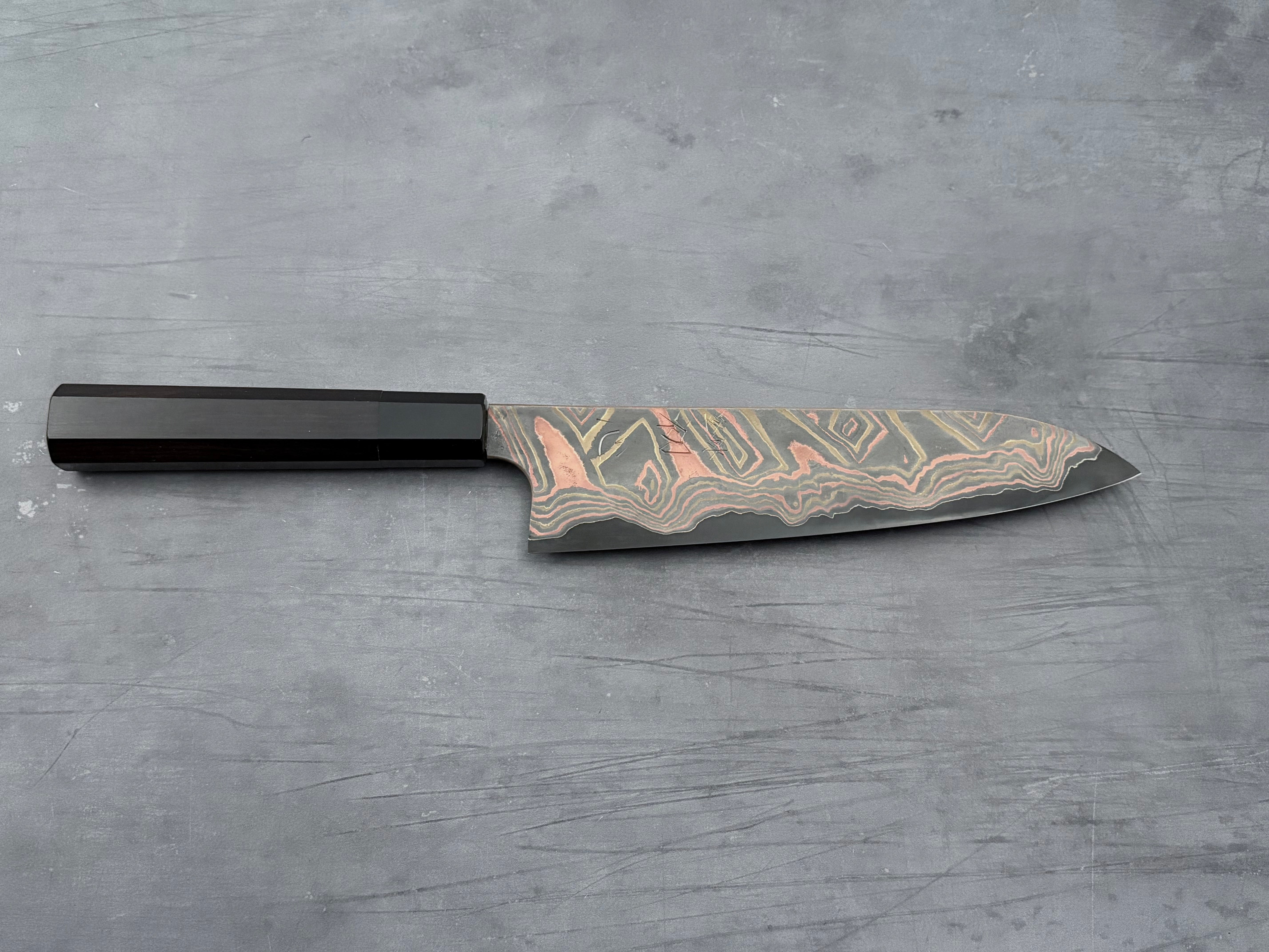 Hatsukokoro Irodori Blue #2 Rainbow Damascus Gyuto 210mm