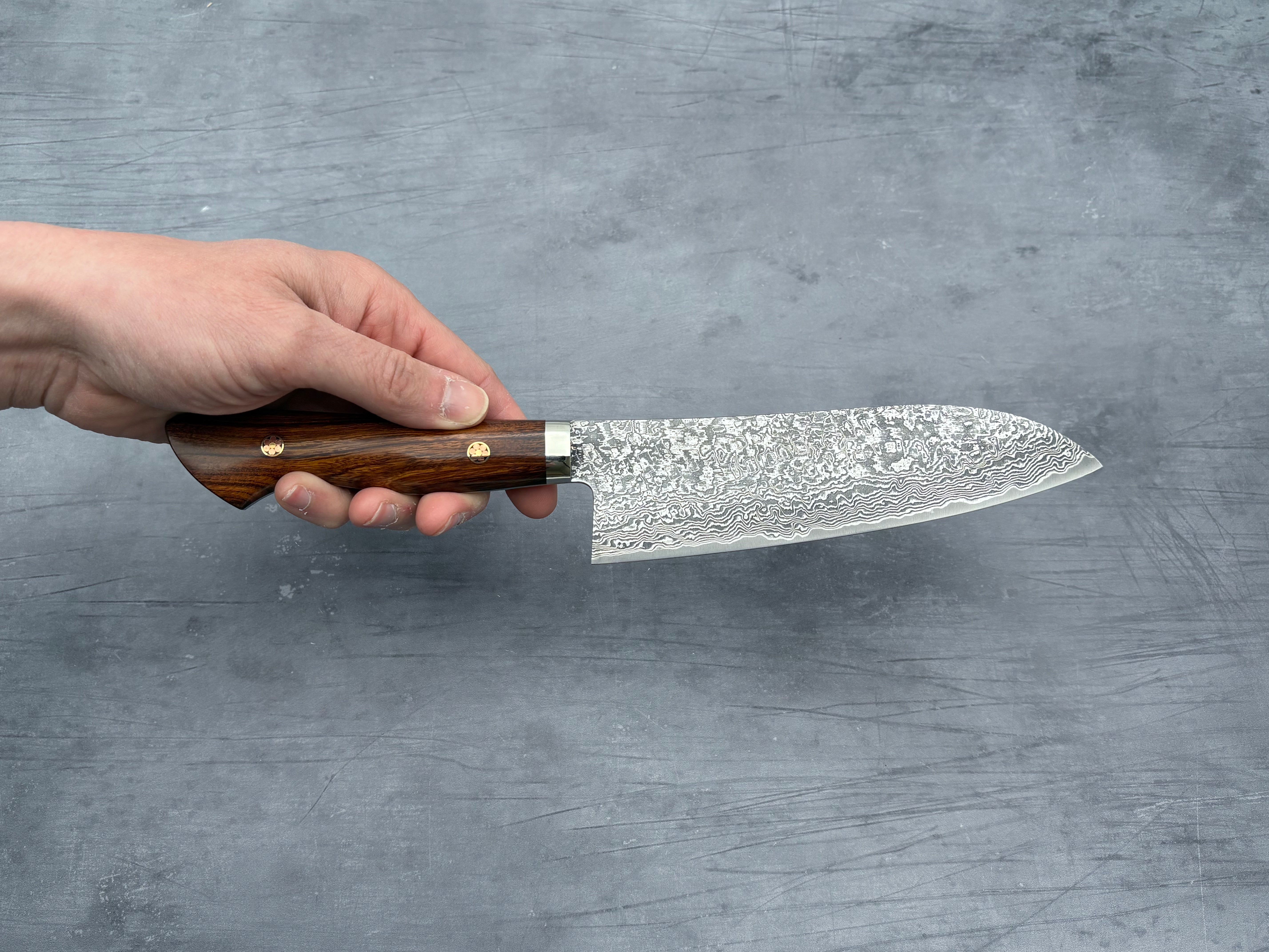 Shigeki Tanaka R2 Damascus Ironwood Santoku