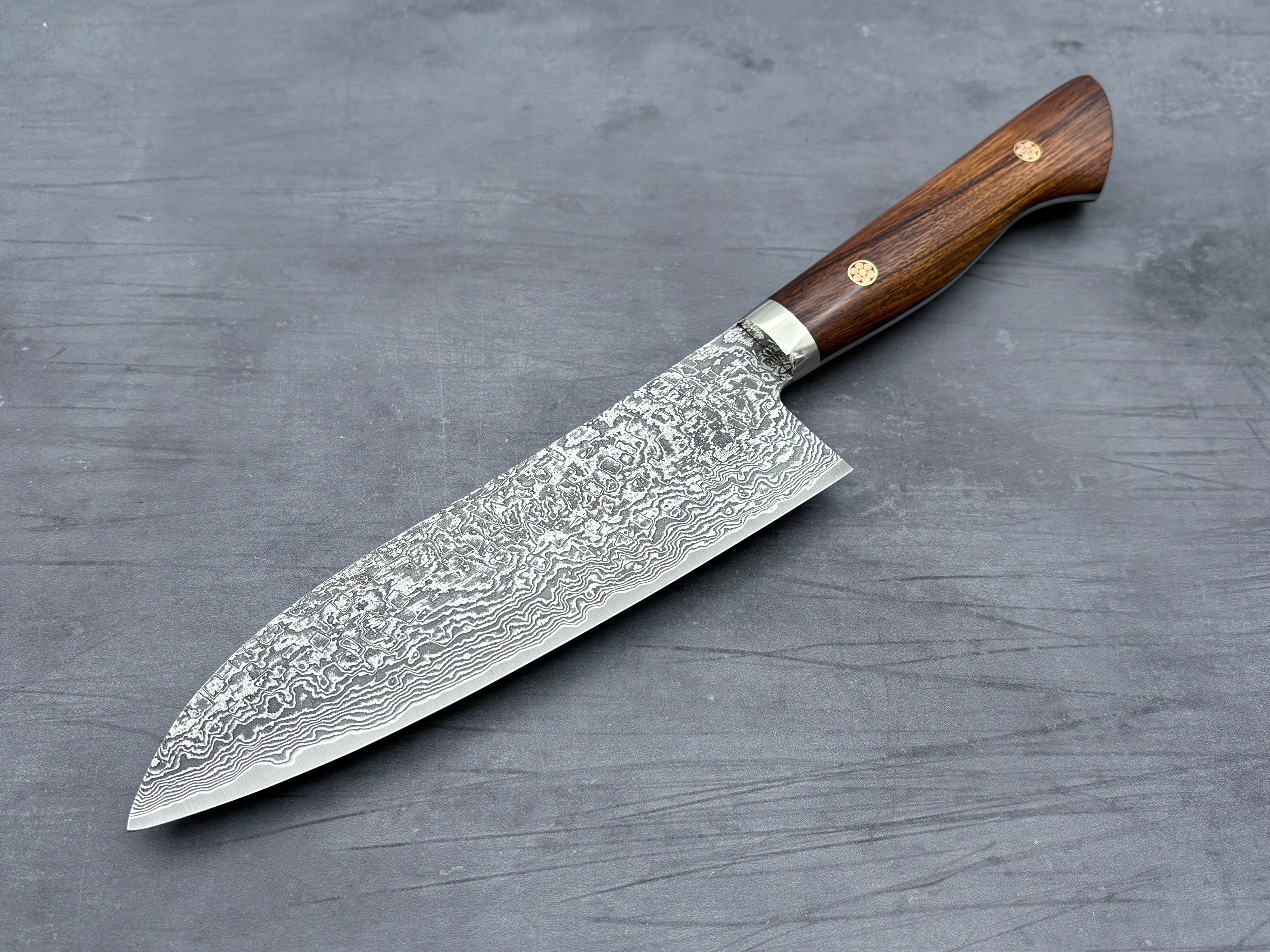 Shigeki Tanaka R2 Damascus Ironwood Santoku
