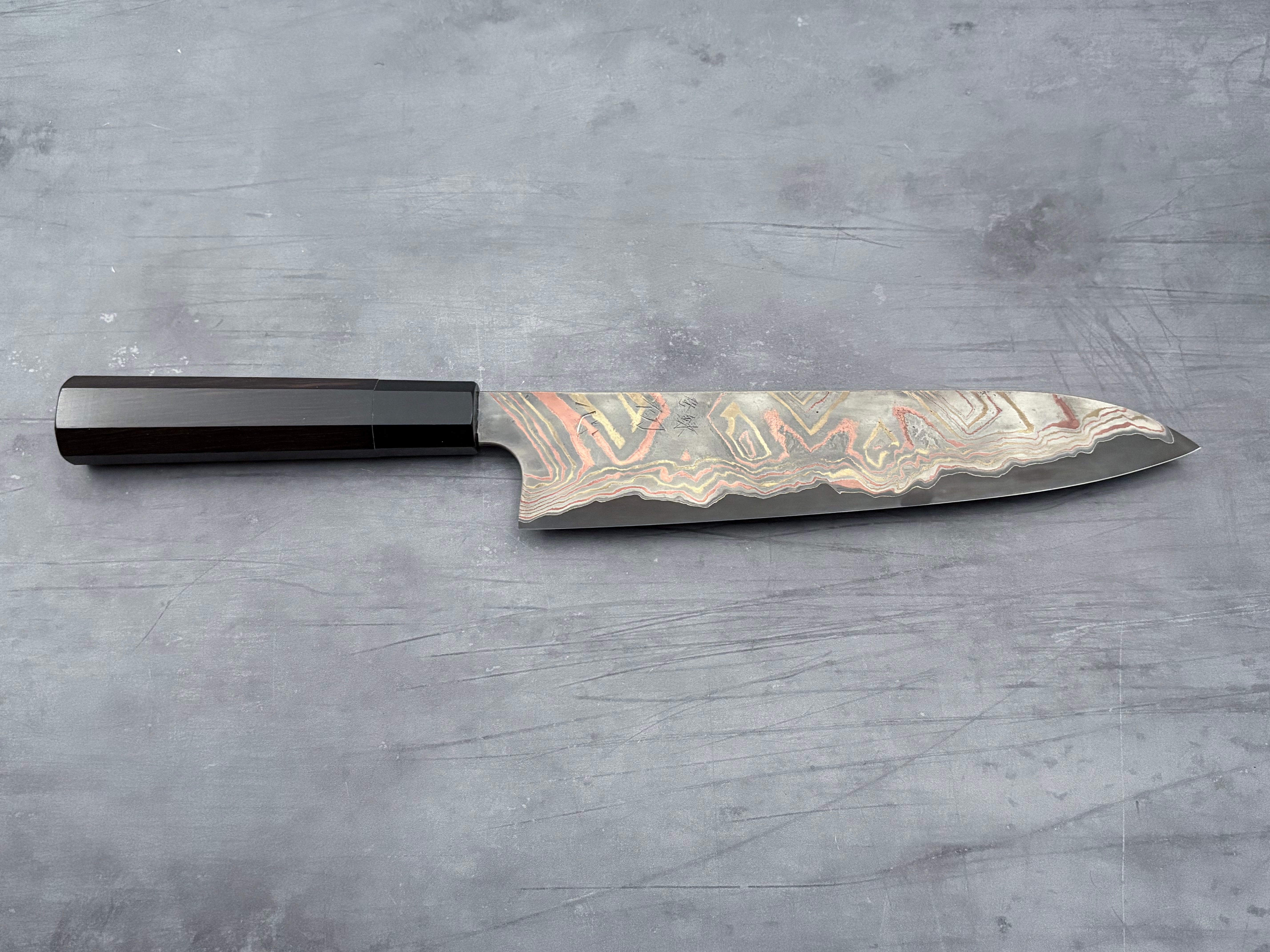 Hatsukokoro Irodori Blue #2 Rainbow Damascus Gyuto 240mm