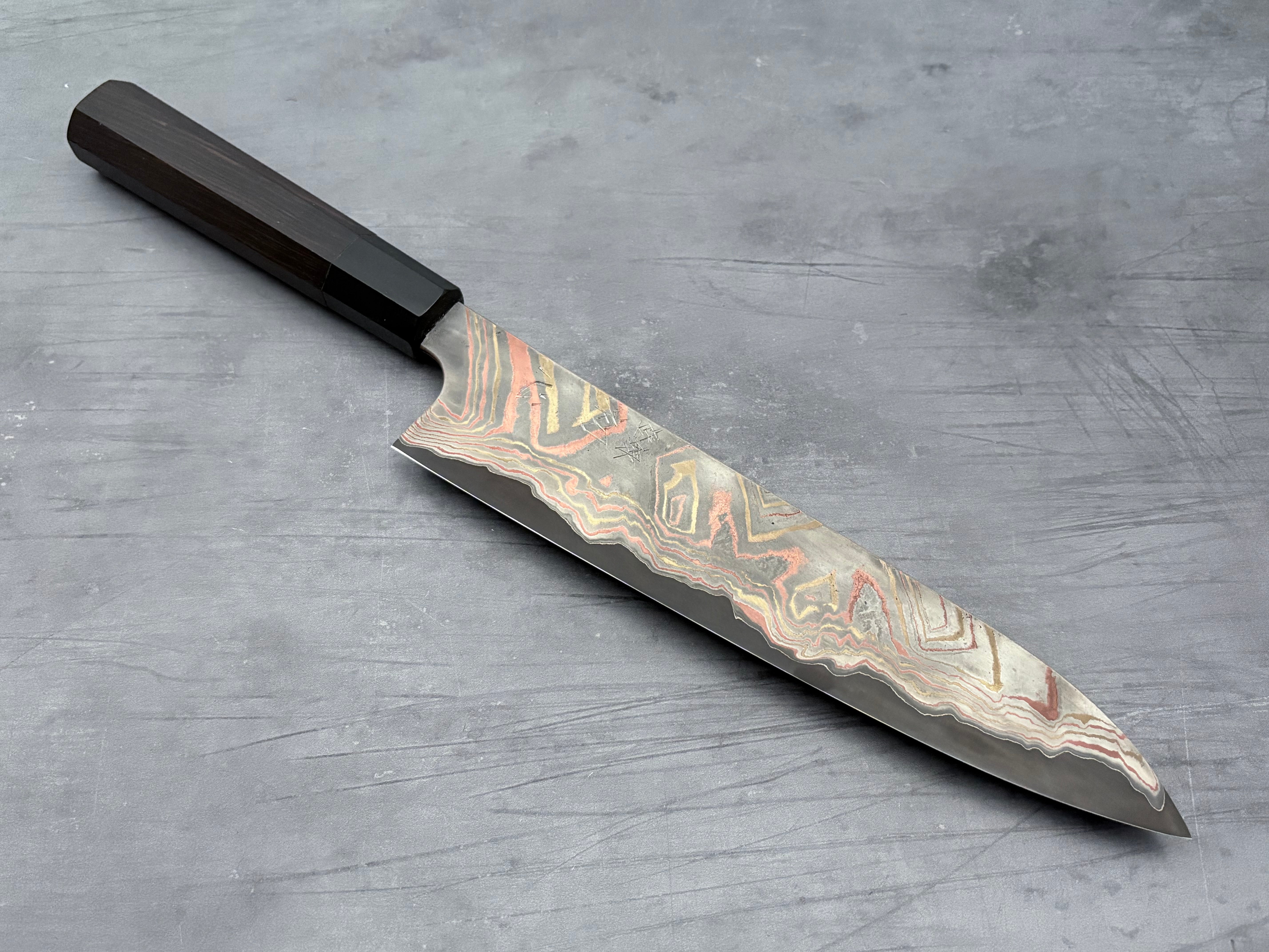 Hatsukokoro Irodori Blue #2 Rainbow Damascus Gyuto 240mm
