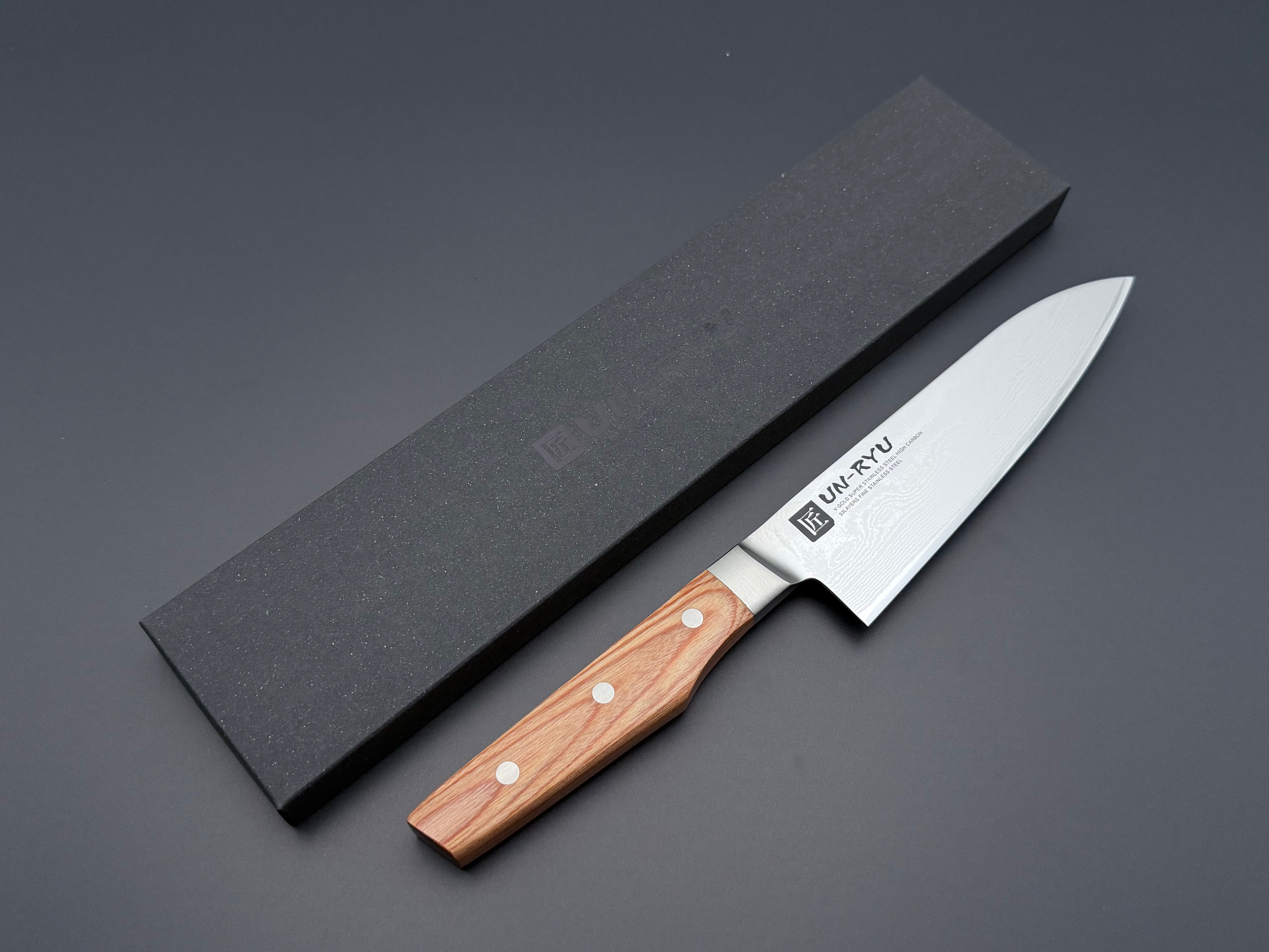 Shimomura Un-Ryu VG10 Damascus Santoku