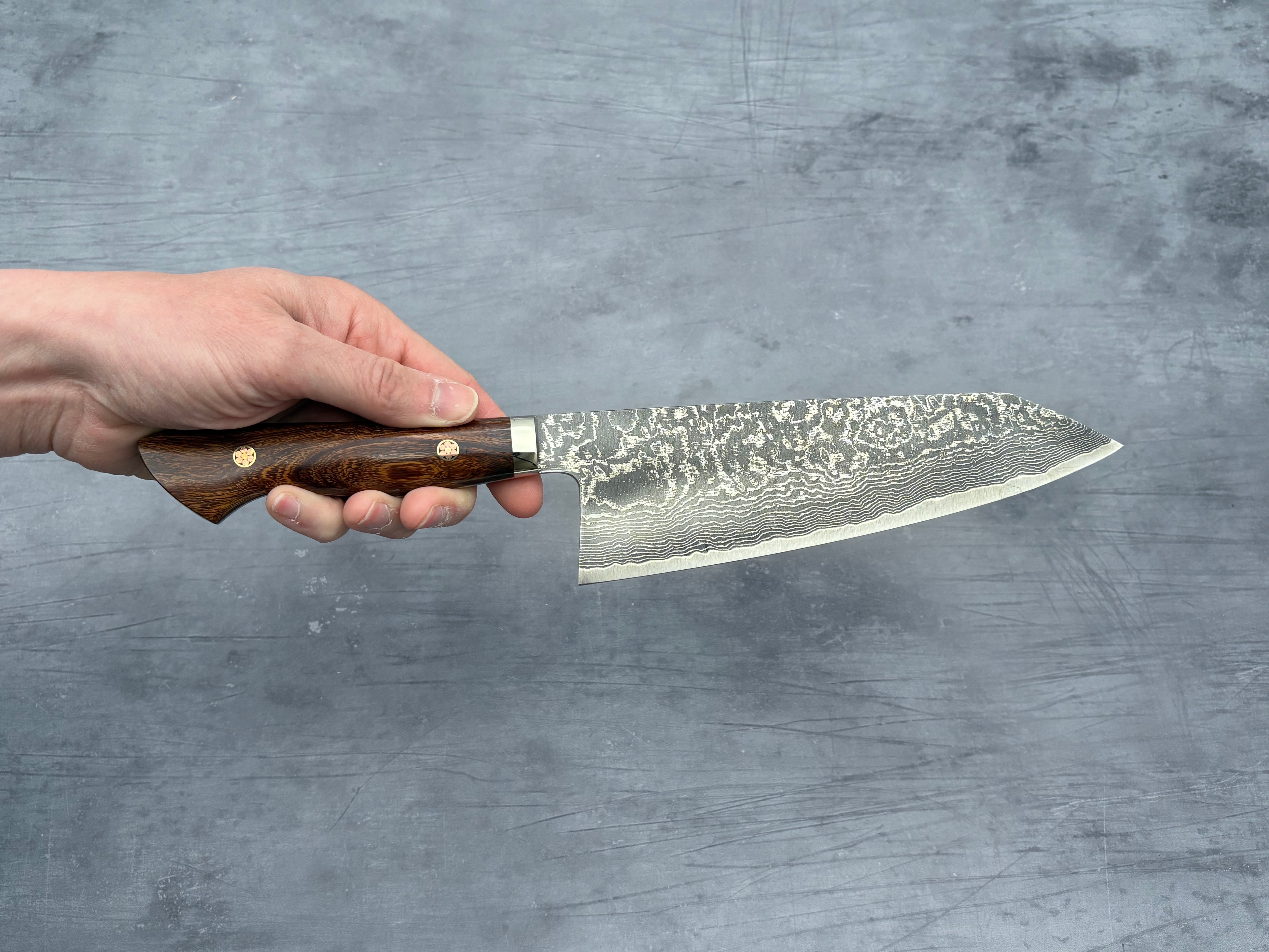 Shigeki Tanaka R2 Damascus Ironwood Extra-Tall Kiritsuke Gyuto 210mm