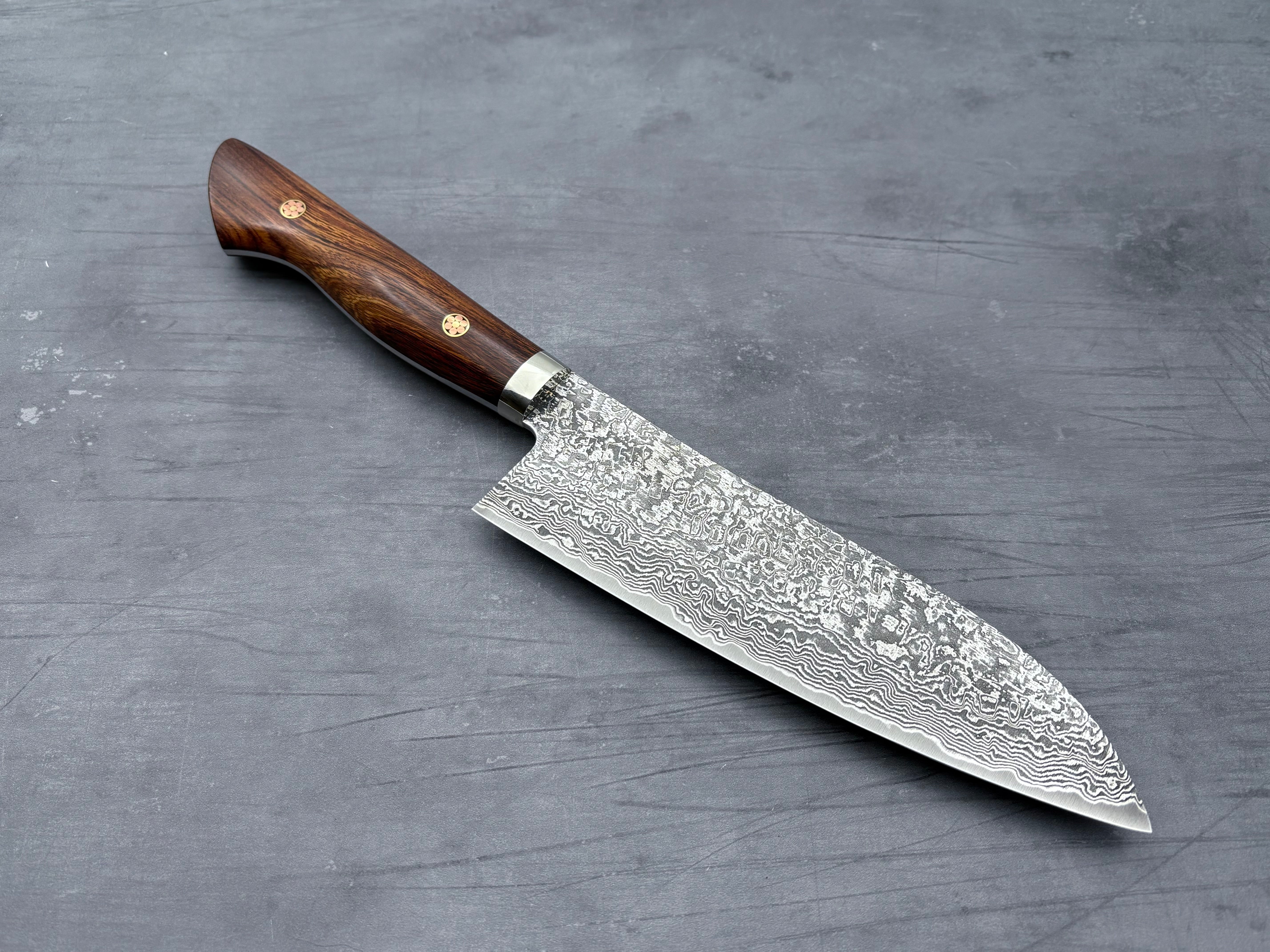 Shigeki Tanaka R2 Damascus Ironwood Santoku