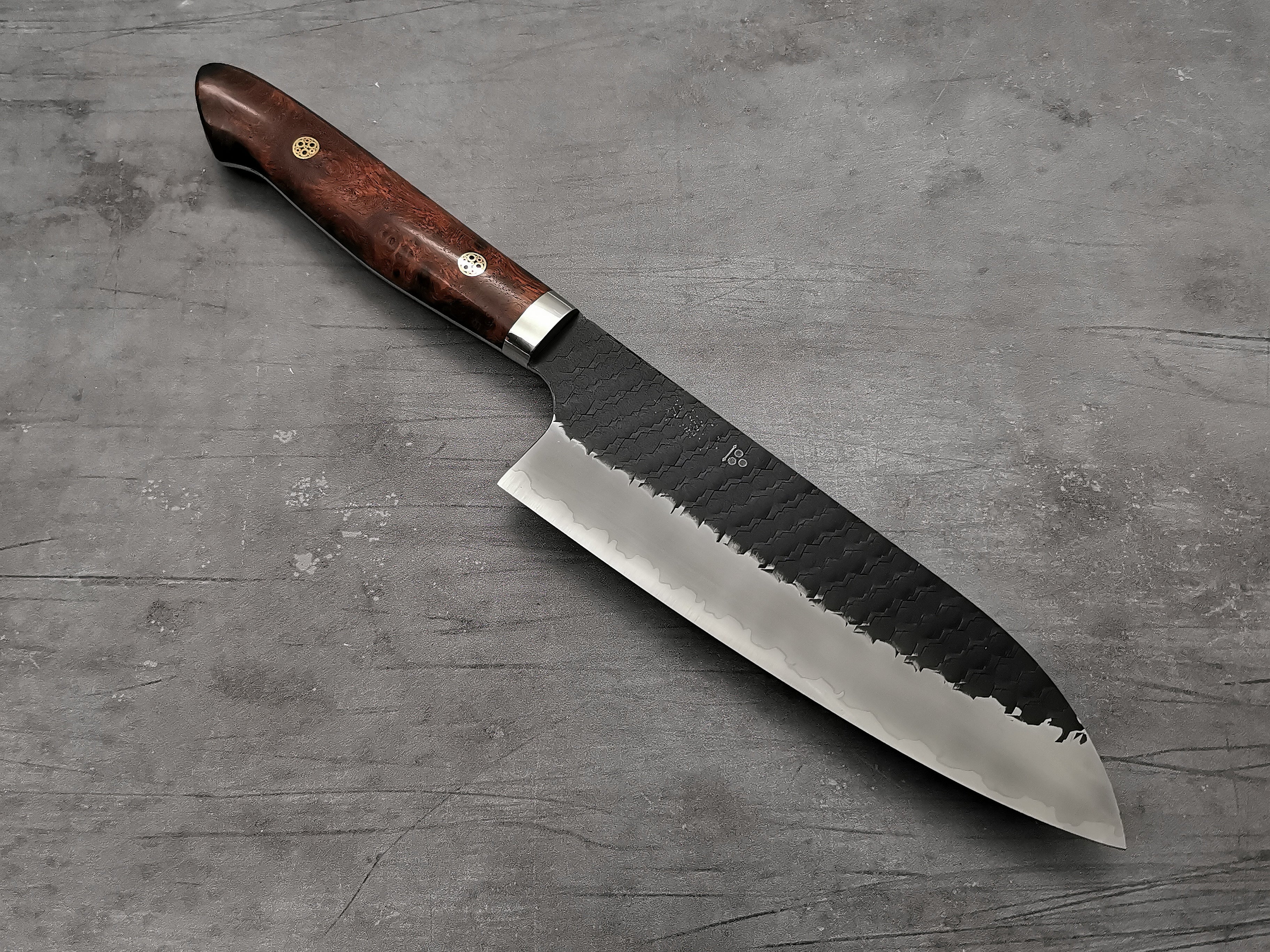 Nigara Hamono SG2 Tsuchime Santoku with Karin Wood Handle