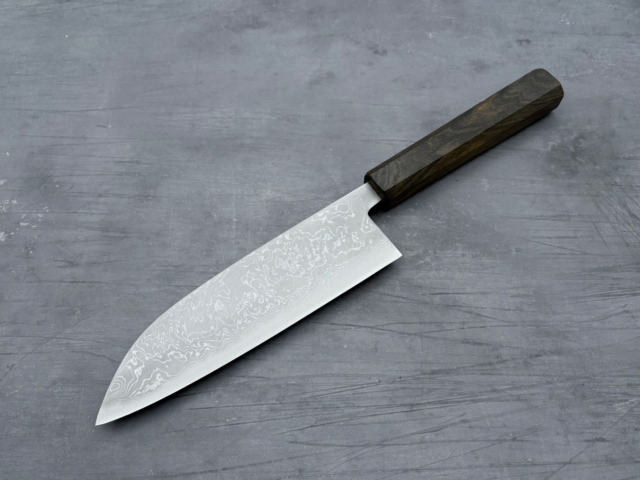 Hatsukokoro Blue #2 Damascus Santoku