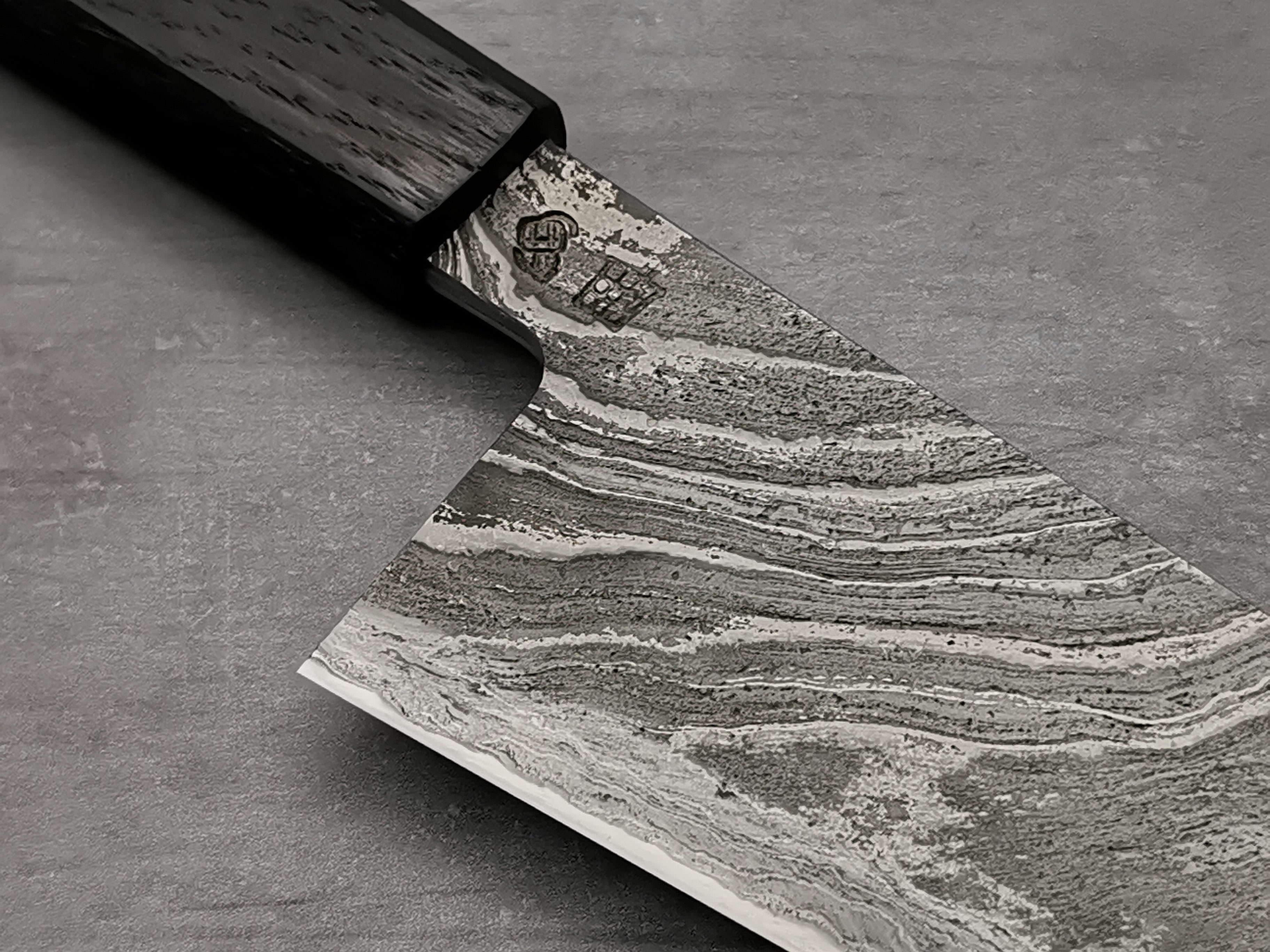 Simon Maillet 135Cr3 Twisted Suminagashi Gyuto 240mm