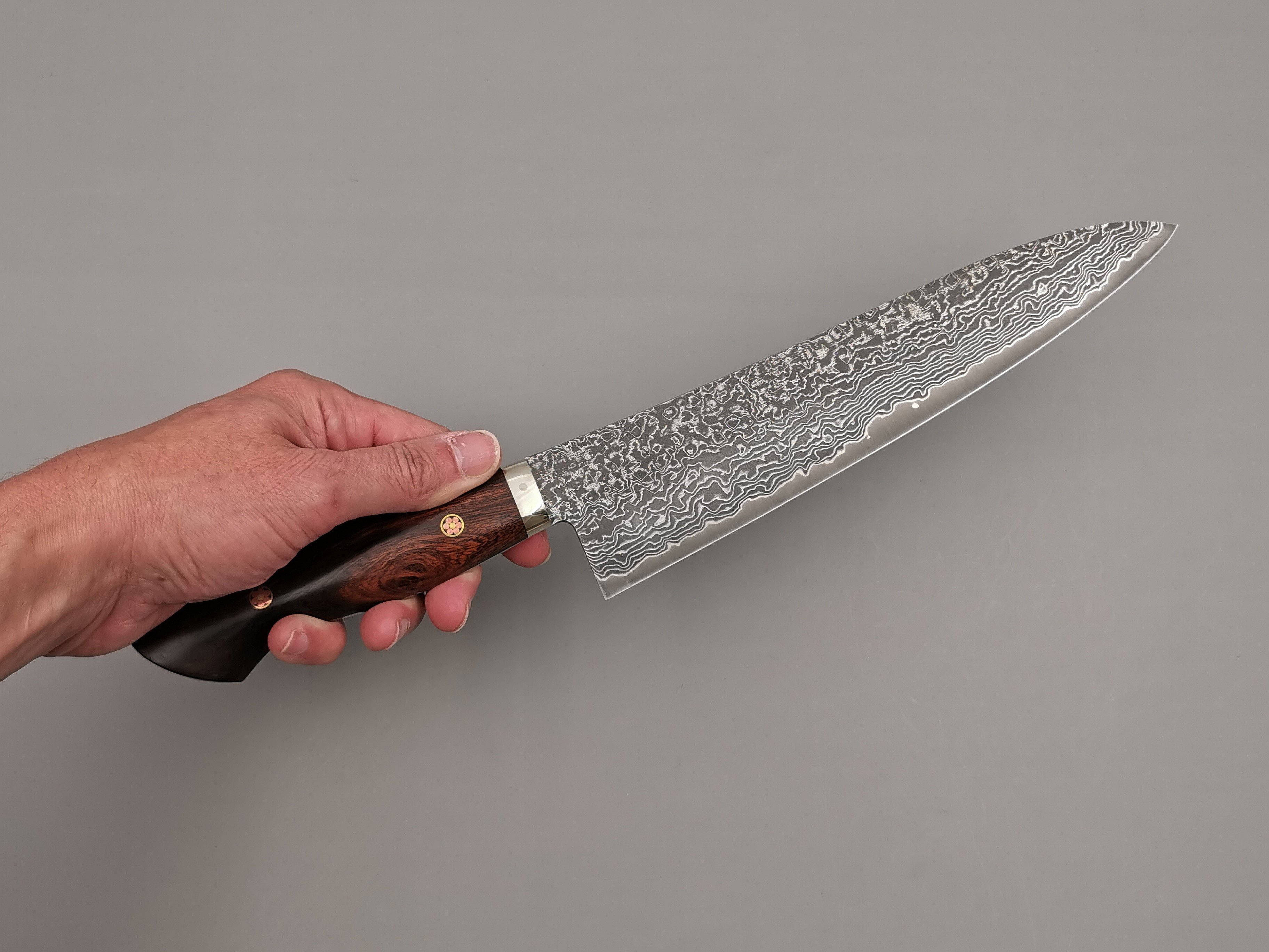 Shigeki Tanaka R2 Damascus Gyuto 240mm with Stabilised Maplewood Handle