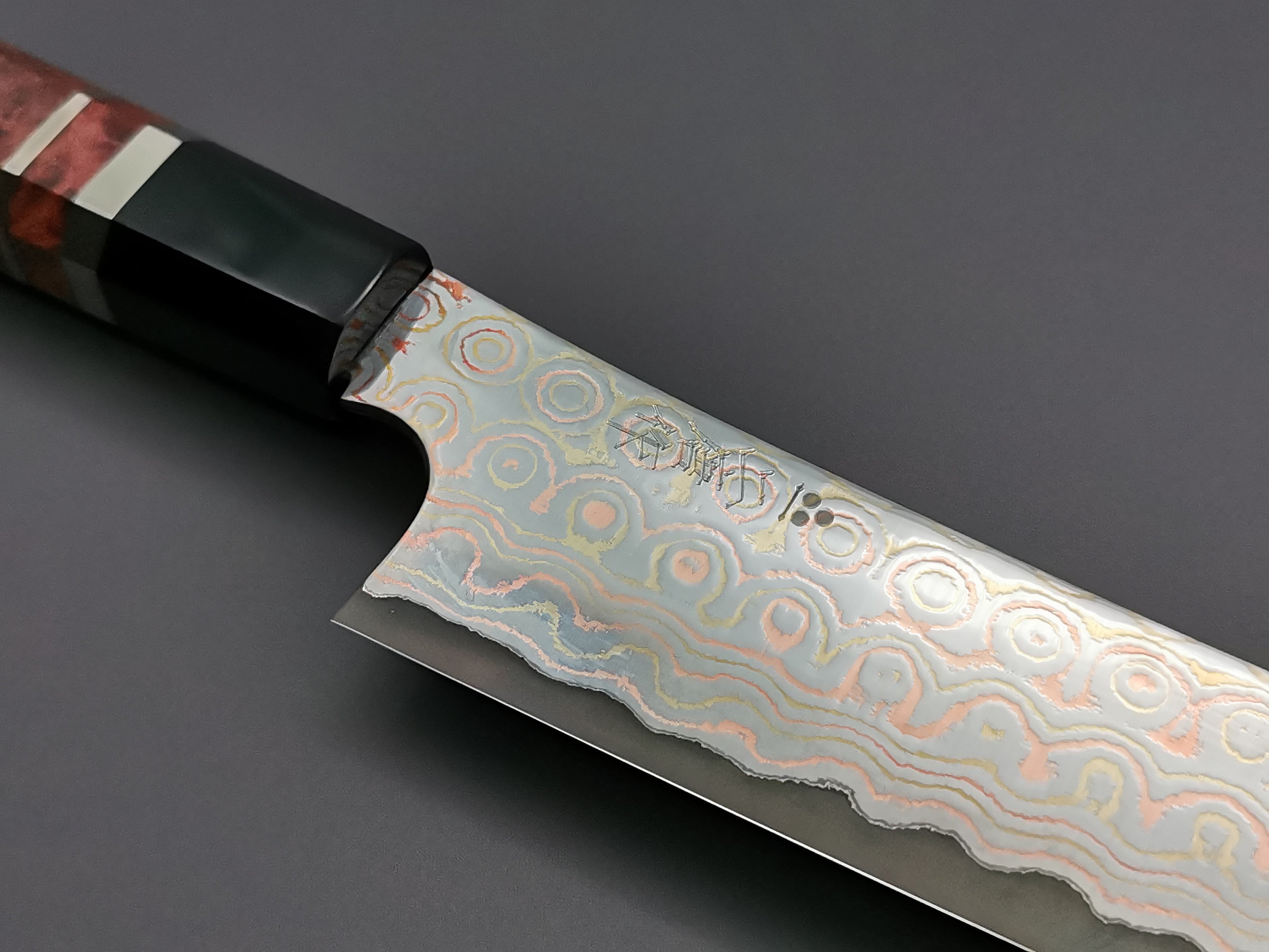 Nigara Hamono Rainbow Damascus Sakimaru Sujihiki 270mm