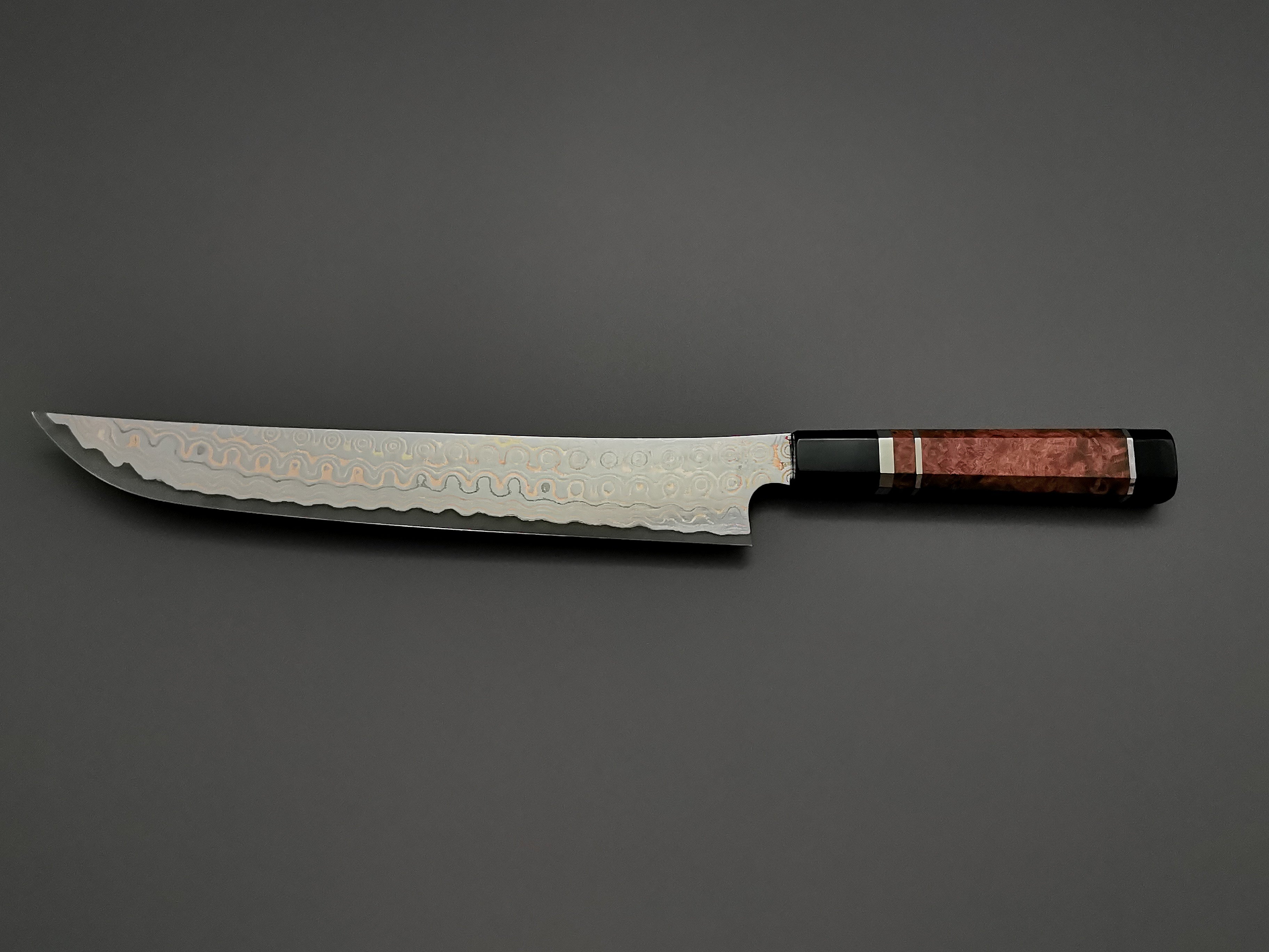 Nigara Hamono Rainbow Damascus Sakimaru Sujihiki 270mm