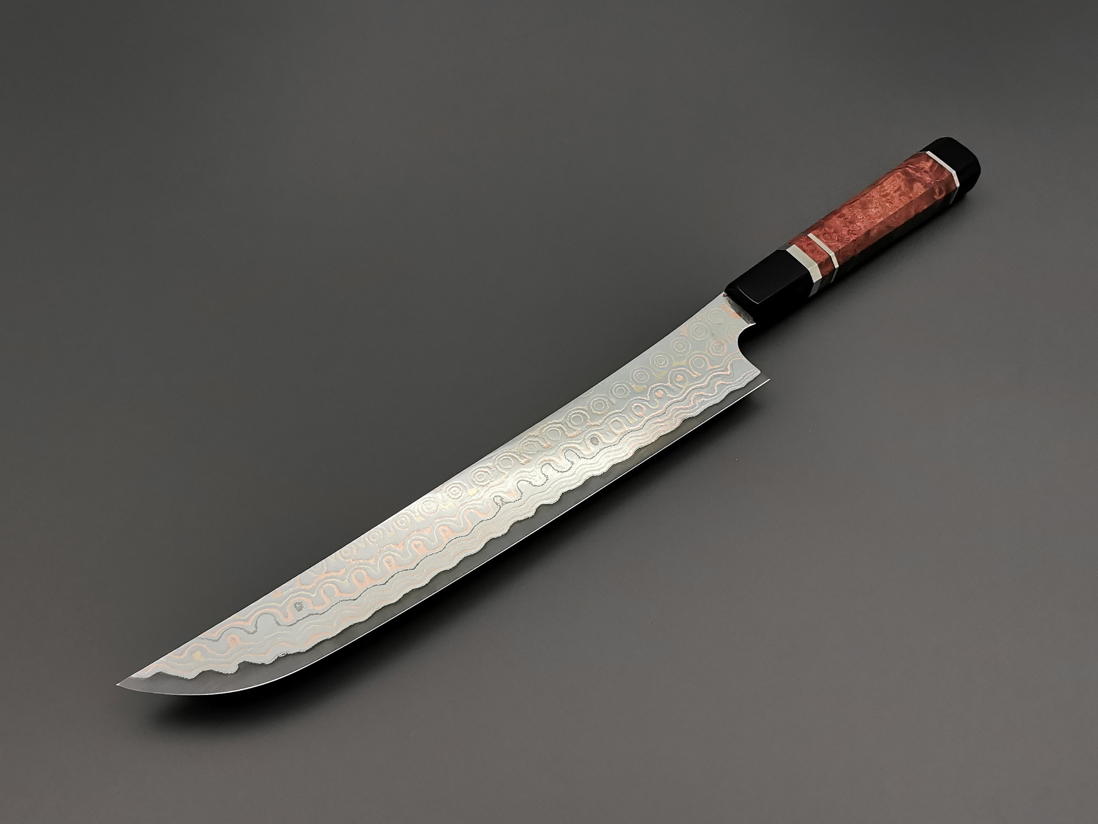 Nigara Hamono Rainbow Damascus Sakimaru Sujihiki 270mm