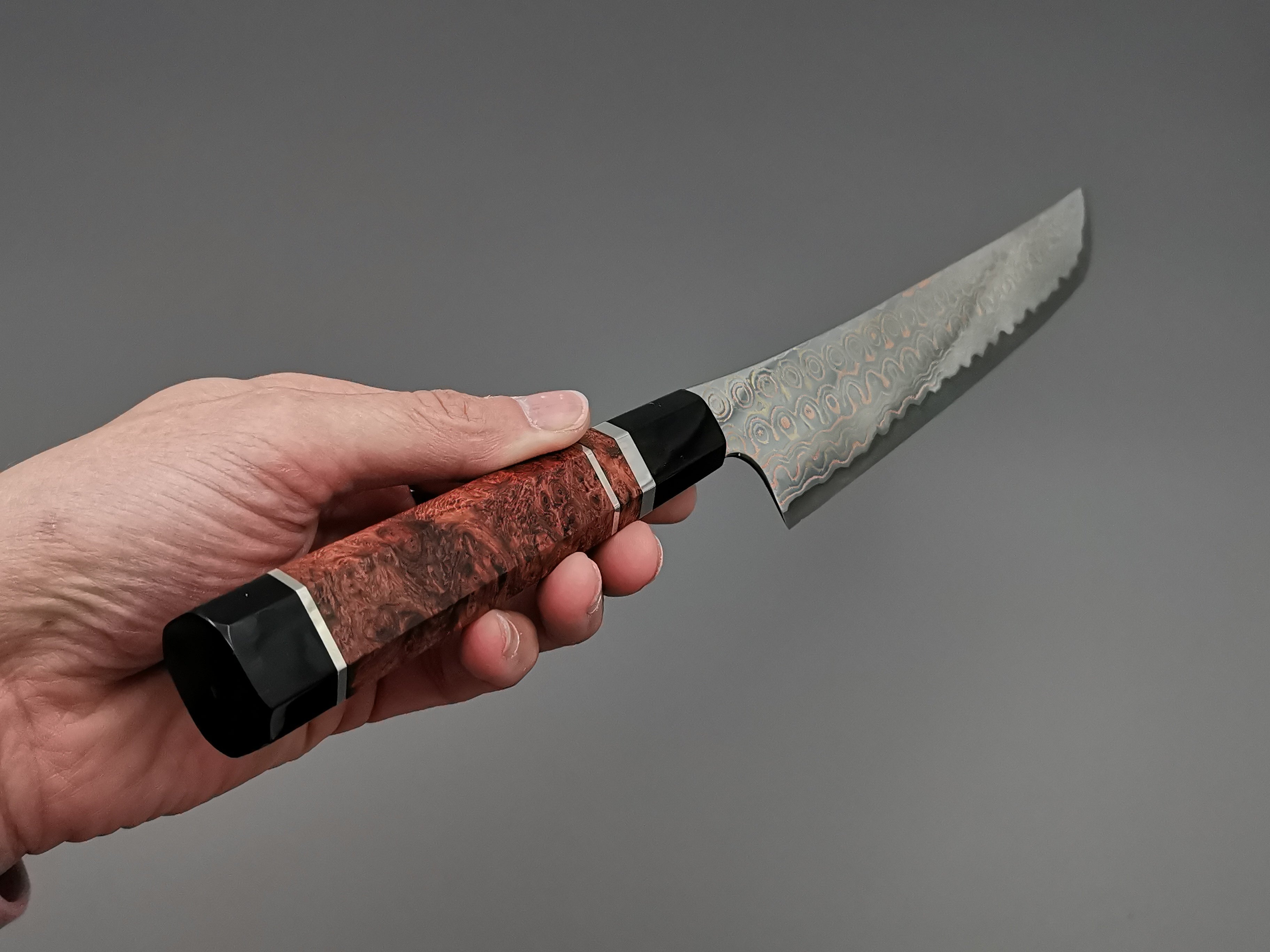 Nigara Hamono Rainbow Damascus Sakimaru Sujihiki 270mm