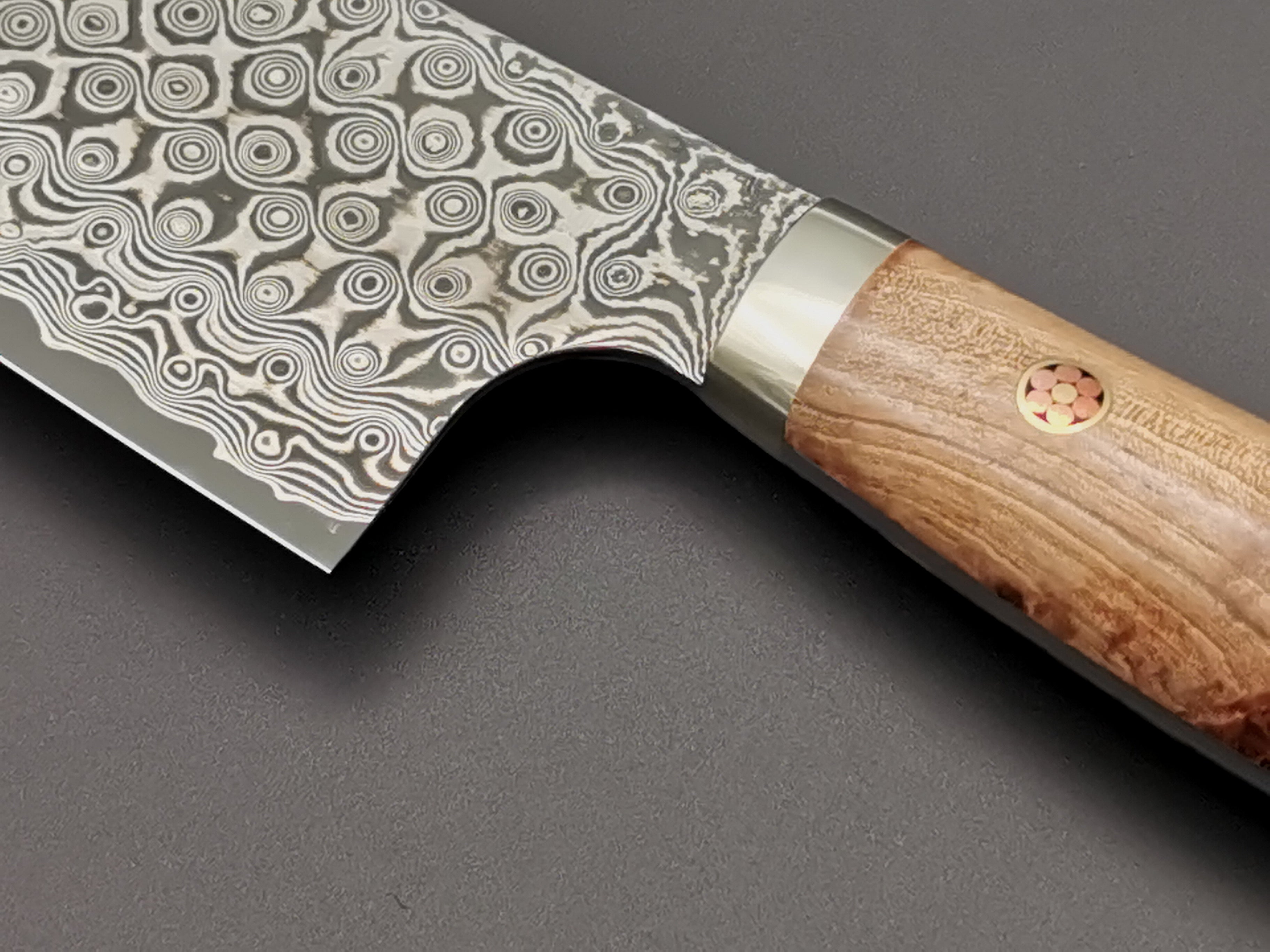 Nigara Hamono SG2 Damascus Santoku with maplewood handle
