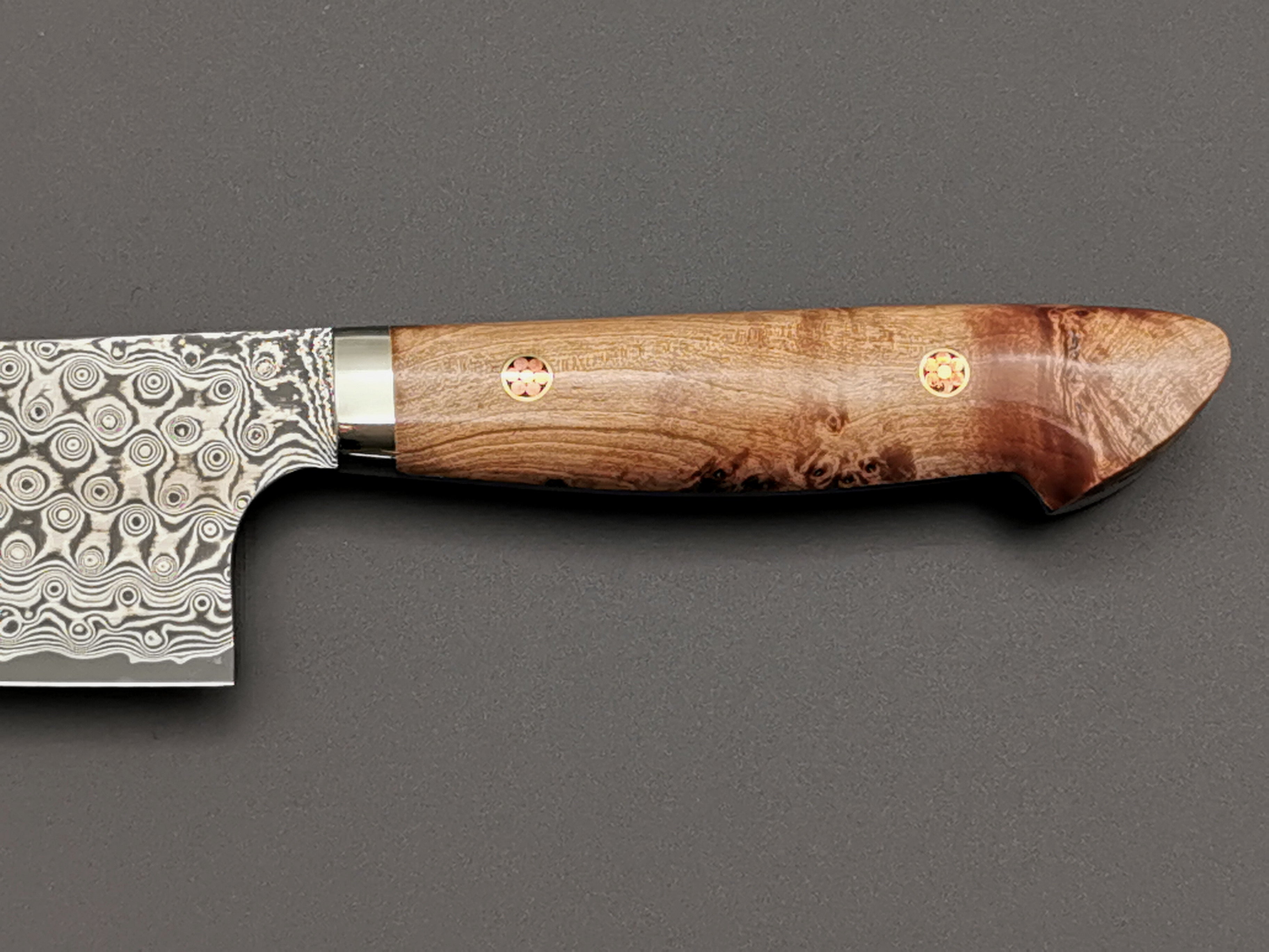 Nigara Hamono SG2 Damascus Santoku with maplewood handle