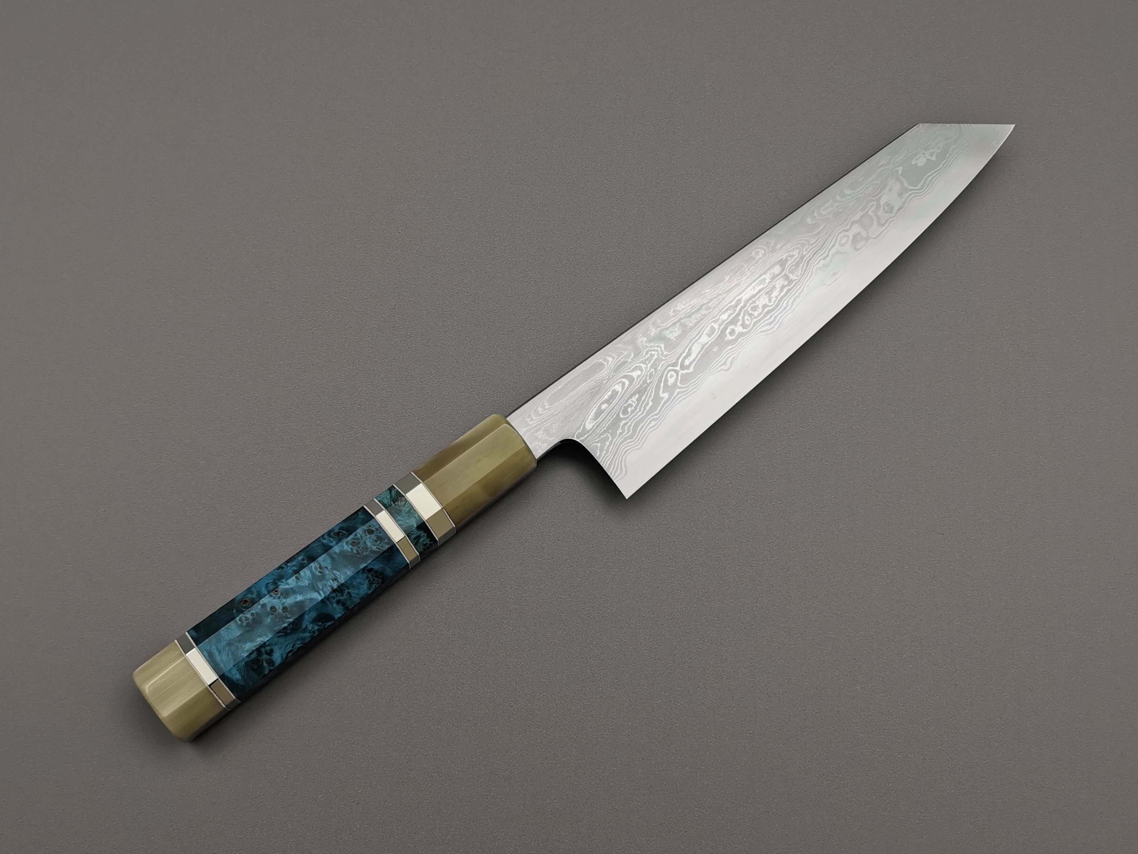 Satoshi Nakagawa X Myojin Naohito Blue #1 Damascus Kiritsuke Gyuto 210mm
