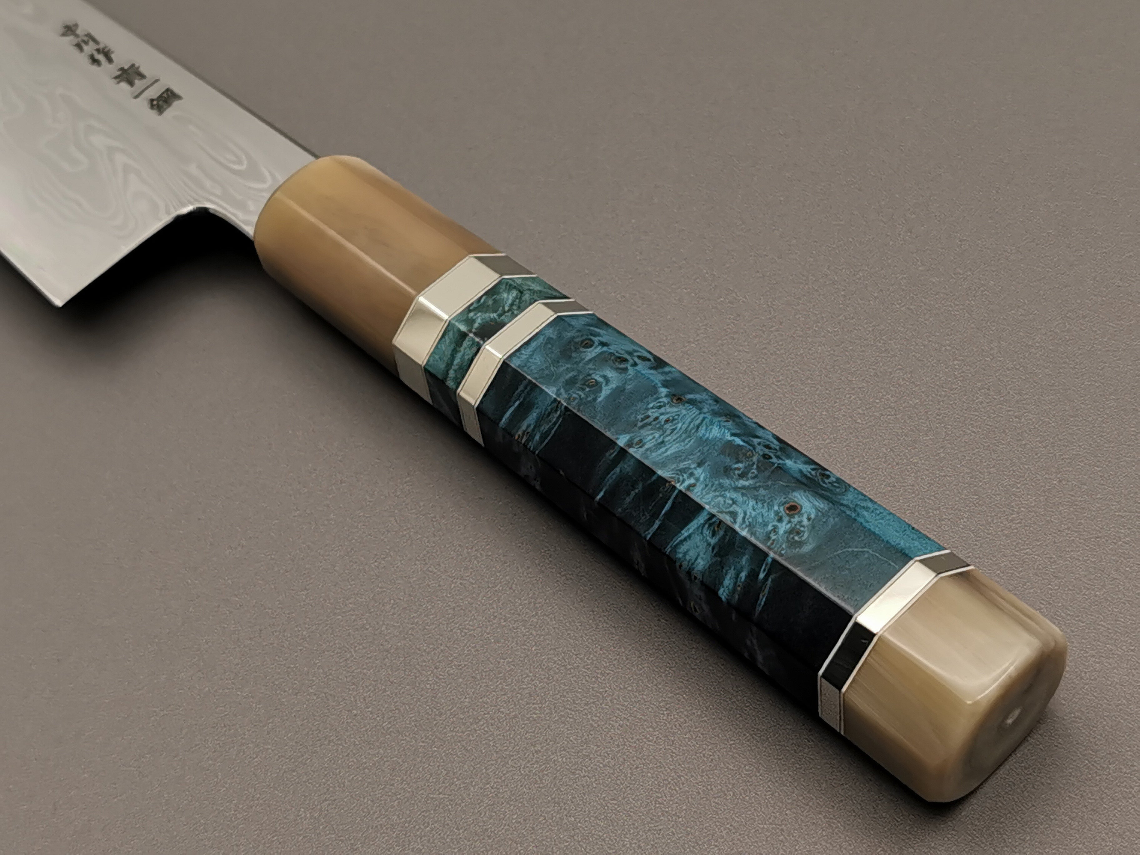 Satoshi Nakagawa X Myojin Naohito Blue #1 Damascus Kiritsuke Gyuto 210mm