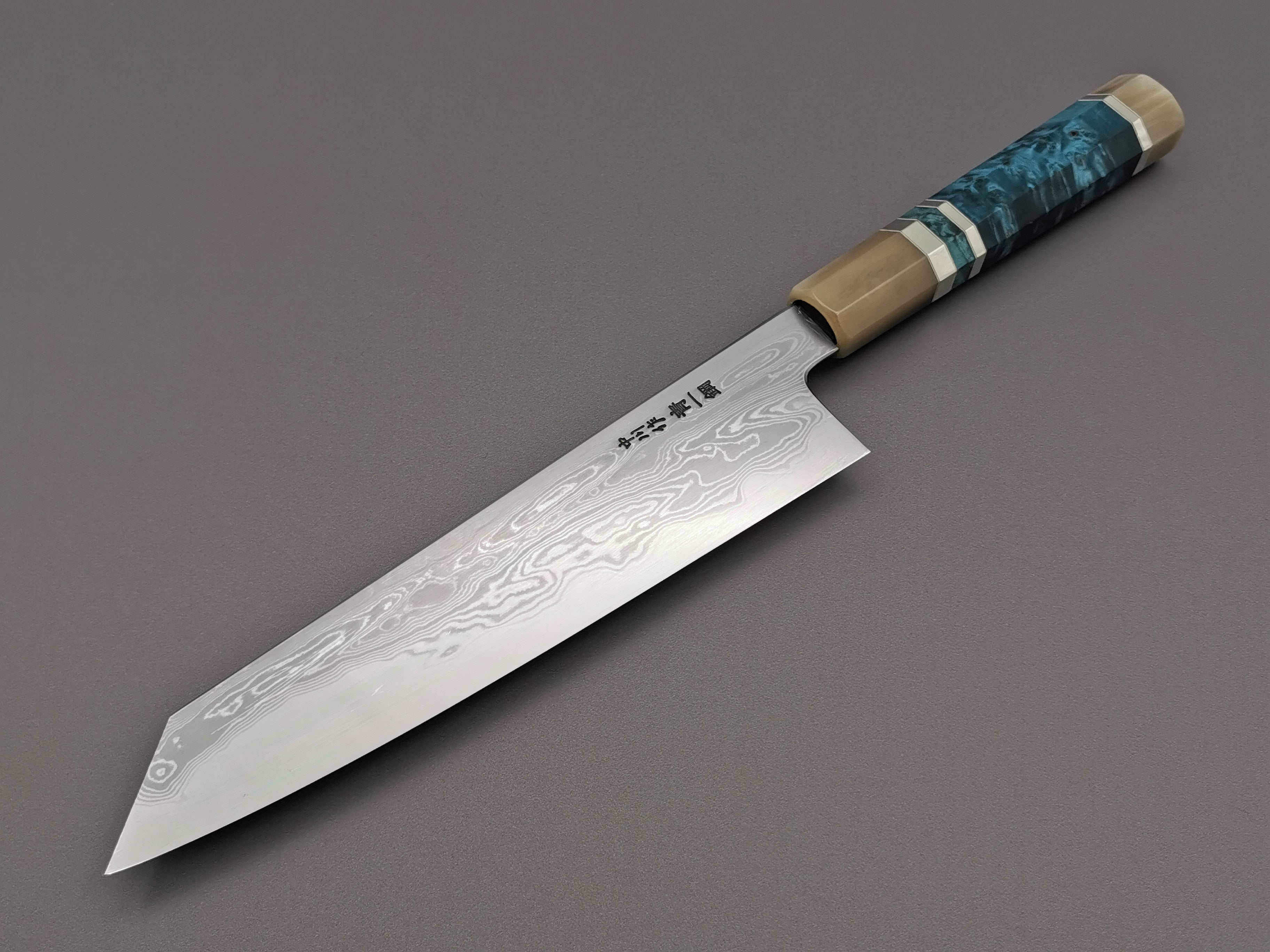 Satoshi Nakagawa X Myojin Naohito Blue #1 Damascus Kiritsuke Gyuto 210mm