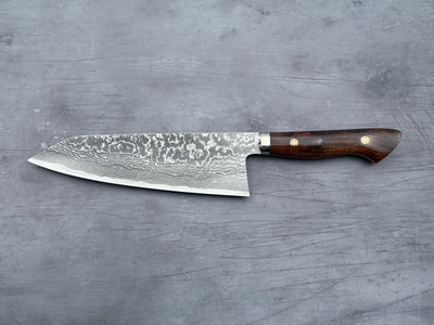 Shigeki Tanaka R2 Damascus Ironwood Extra-Tall Kiritsuke Gyuto 210mm