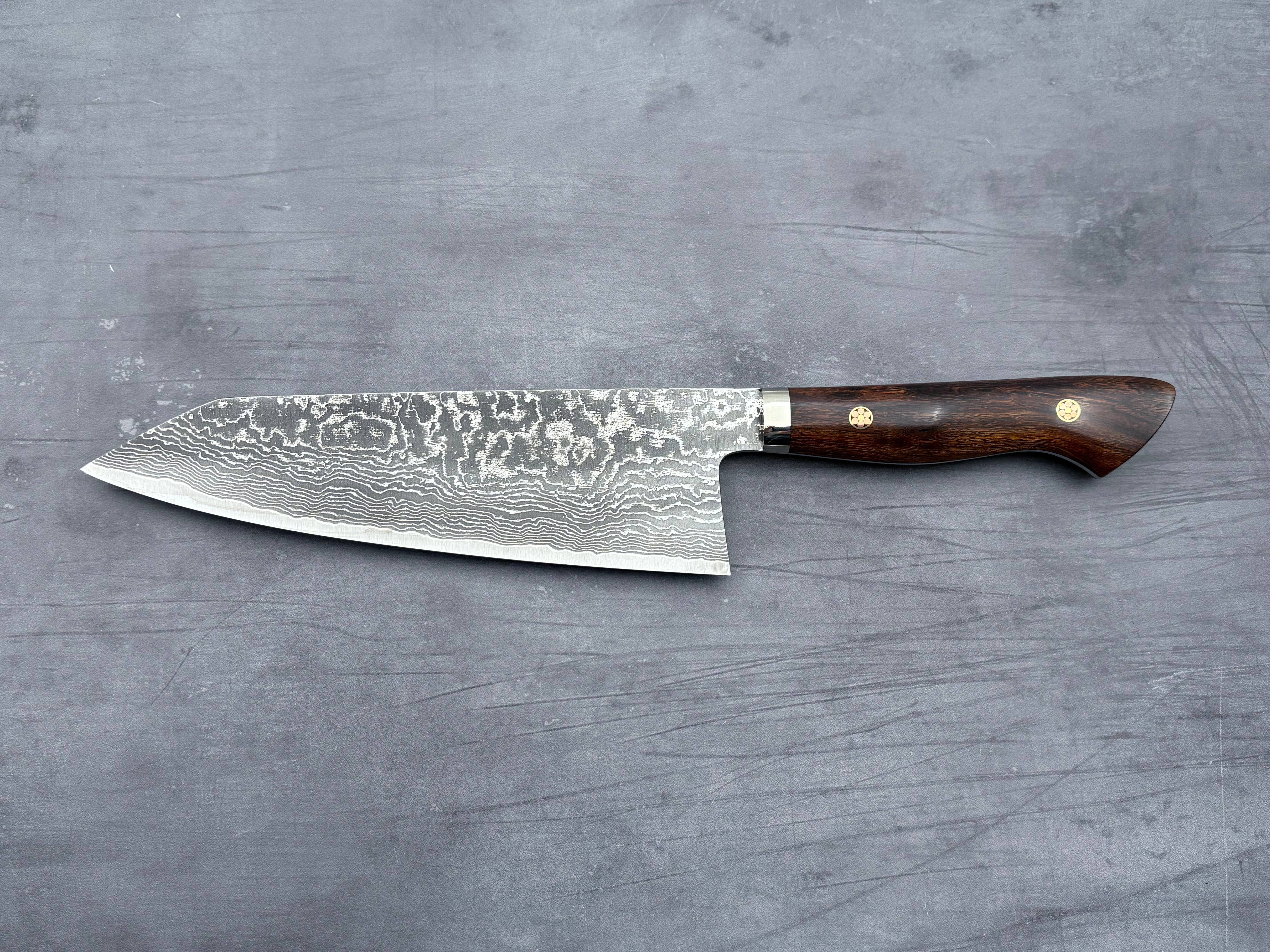 Shigeki Tanaka R2 Damascus Ironwood Extra-Tall Kiritsuke Gyuto 210mm