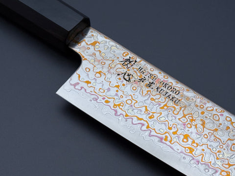 Hatsukokoro Kujaku V-Toku2 Rainbow Damascus Santoku