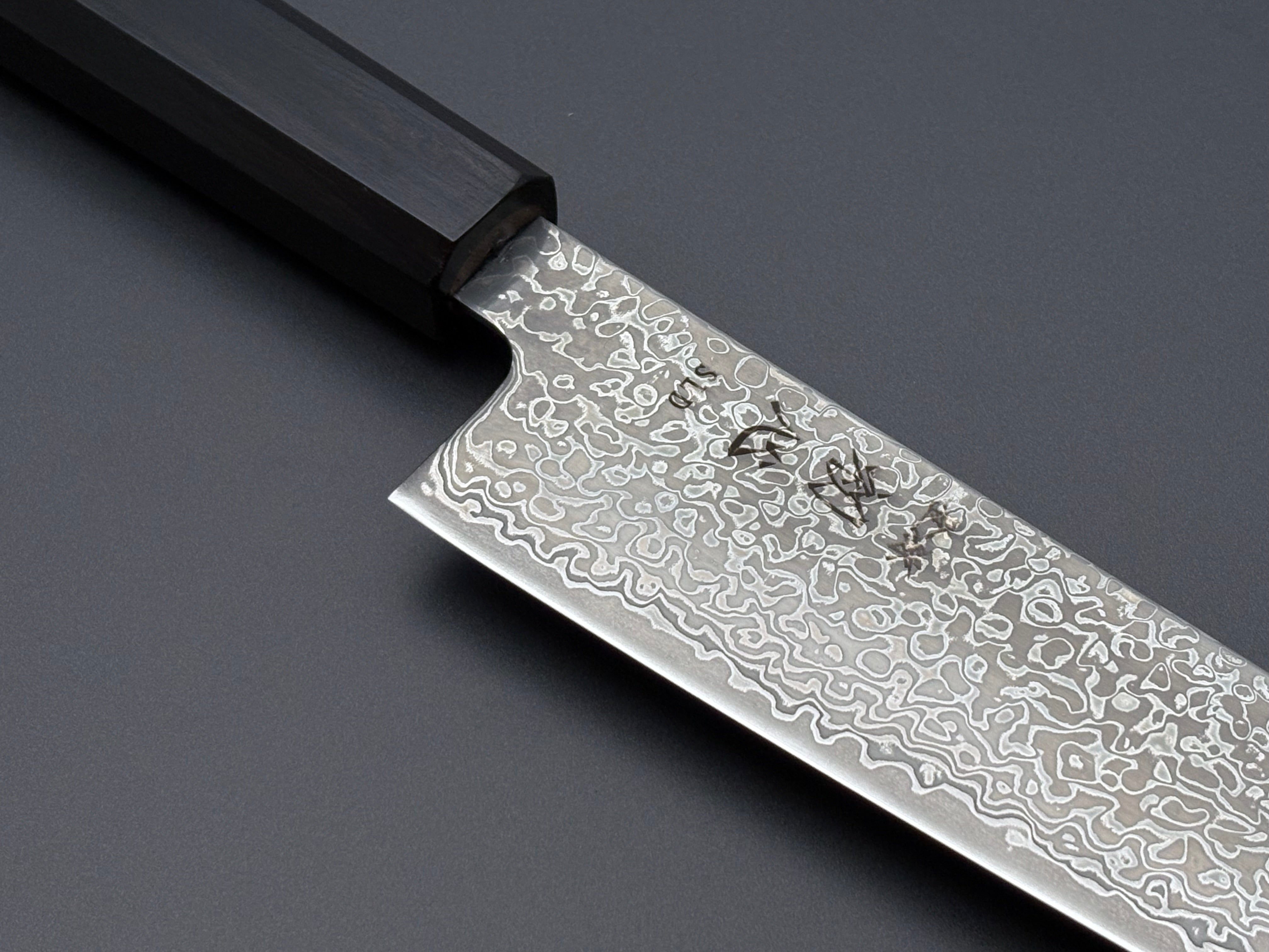 hissikoku Hatsukokoro Hikari SLD Kurozome Damascus Kiritsuke Sujihiki 205mm