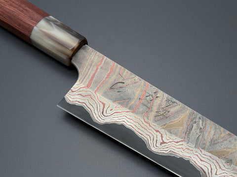 Hatsukokoro Irodori Blue #2 Rainbow Damascus Gyuto 210mm - South Vietnamese Rosewood