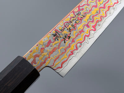 Hatsukokoro Kujaku V-Toku2 Rainbow Damascus Petty 150mm