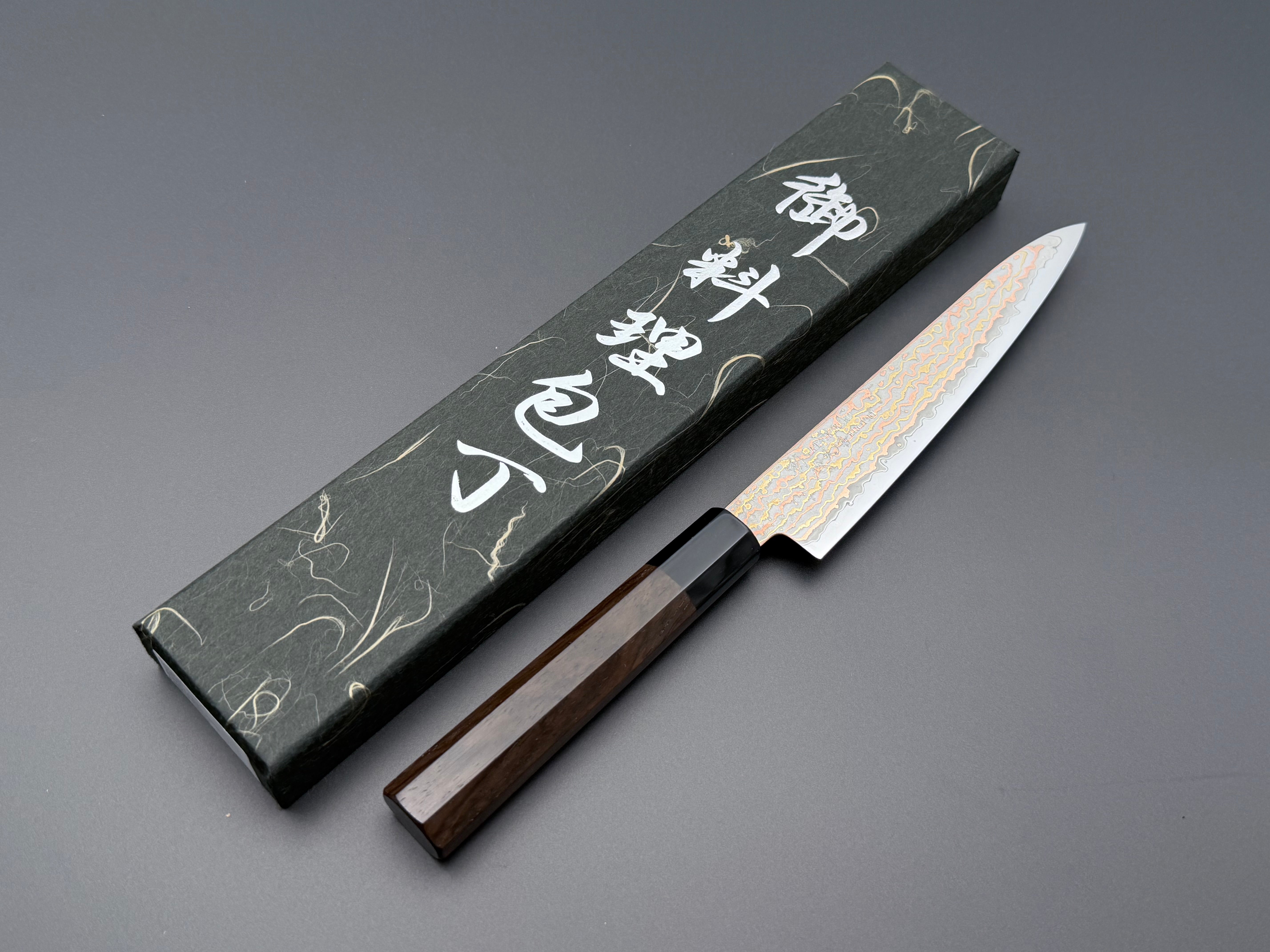 Hatsukokoro Hinotori V-Toku2 Rainbow Damascus Petty 150mm