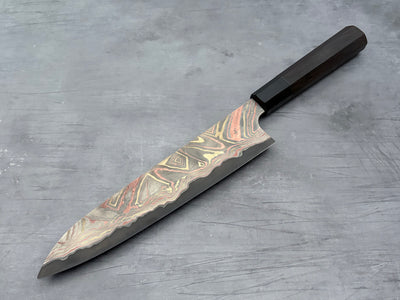 Hatsukokoro Irodori Blue #2 Rainbow Damascus Gyuto 240mm