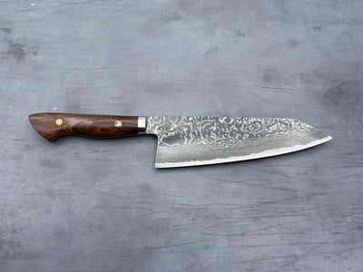 Shigeki Tanaka R2 Damascus Ironwood Extra-Tall Kiritsuke Gyuto 210mm