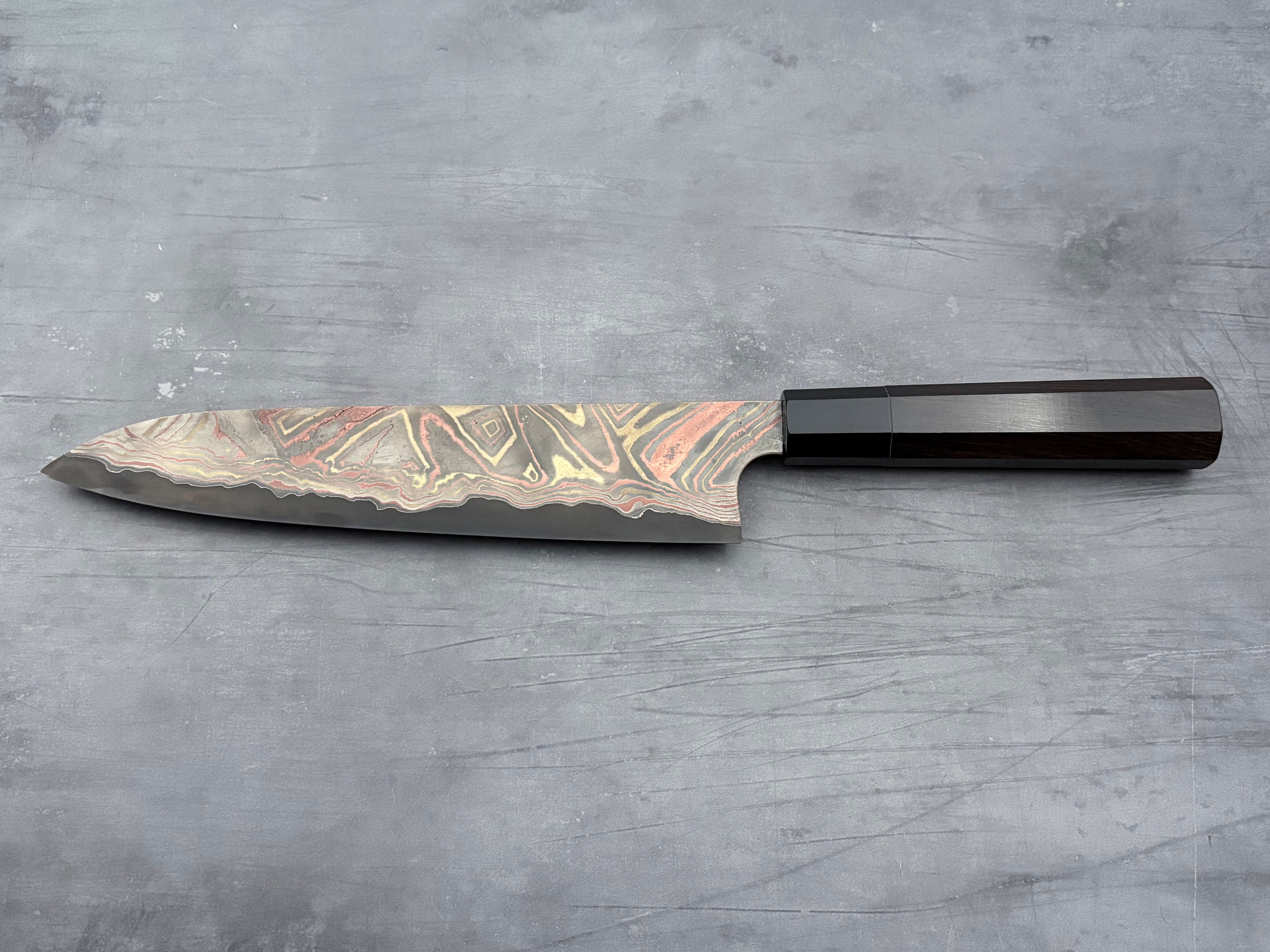 Hatsukokoro Irodori Blue #2 Rainbow Damascus Gyuto 240mm