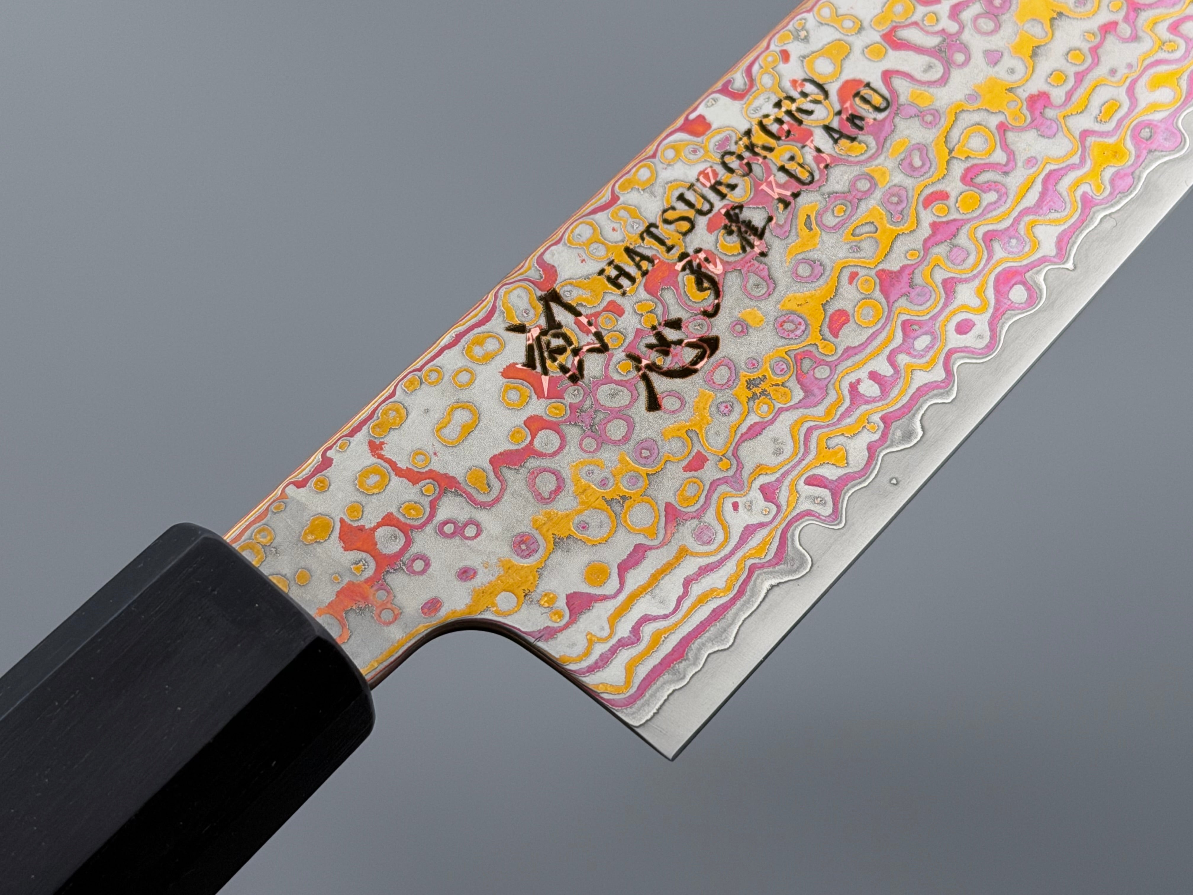 Hatsukokoro Kujaku V-Toku2 Rainbow Damascus Sujihiki 270mm