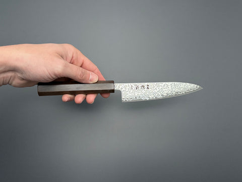 Hatsukokoro Hikari SLD Kurozome Damascus Petty 130mm