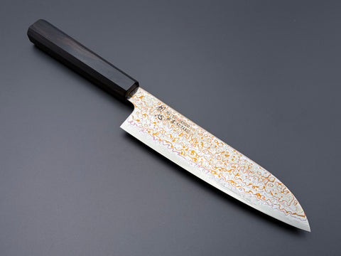Hatsukokoro Kujaku V-Toku2 Rainbow Damascus Santoku