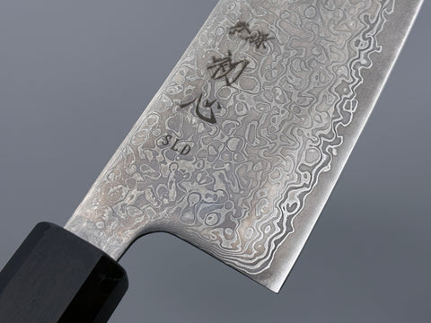 Hatsukokoro Hikari SLD Kurozome Damascus Kiritsuke Santoku