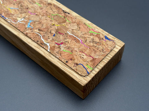 Handmade Oak & Rainbow Cork Magnetic Knife Rack