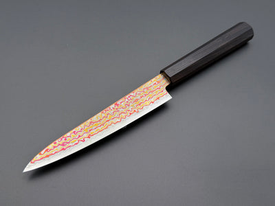 Hatsukokoro Kujaku V-Toku2 Rainbow Damascus Petty 150mm