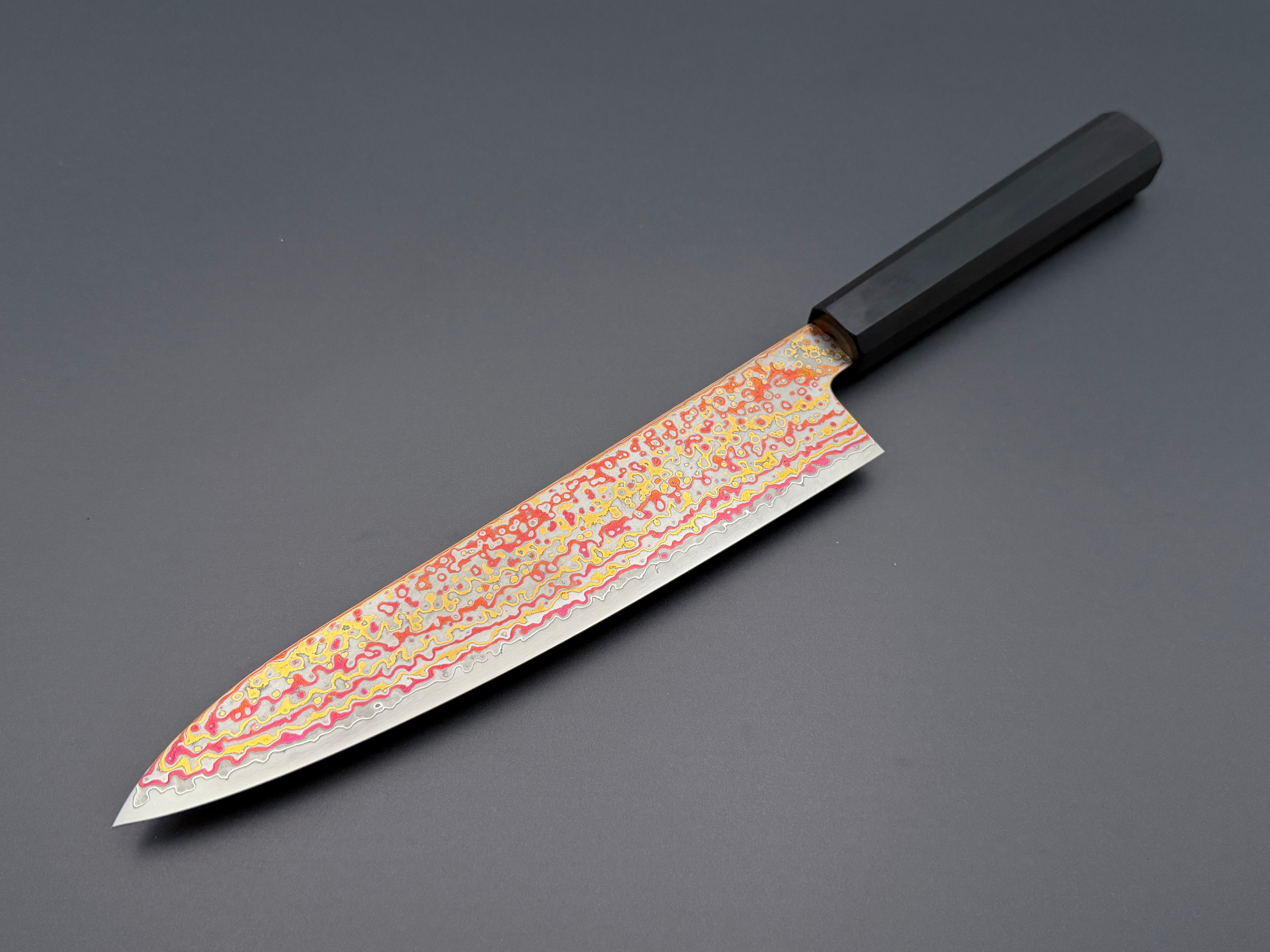 Hatsukokoro Kujaku V-Toku2 Rainbow Damascus Gyuto 210mm