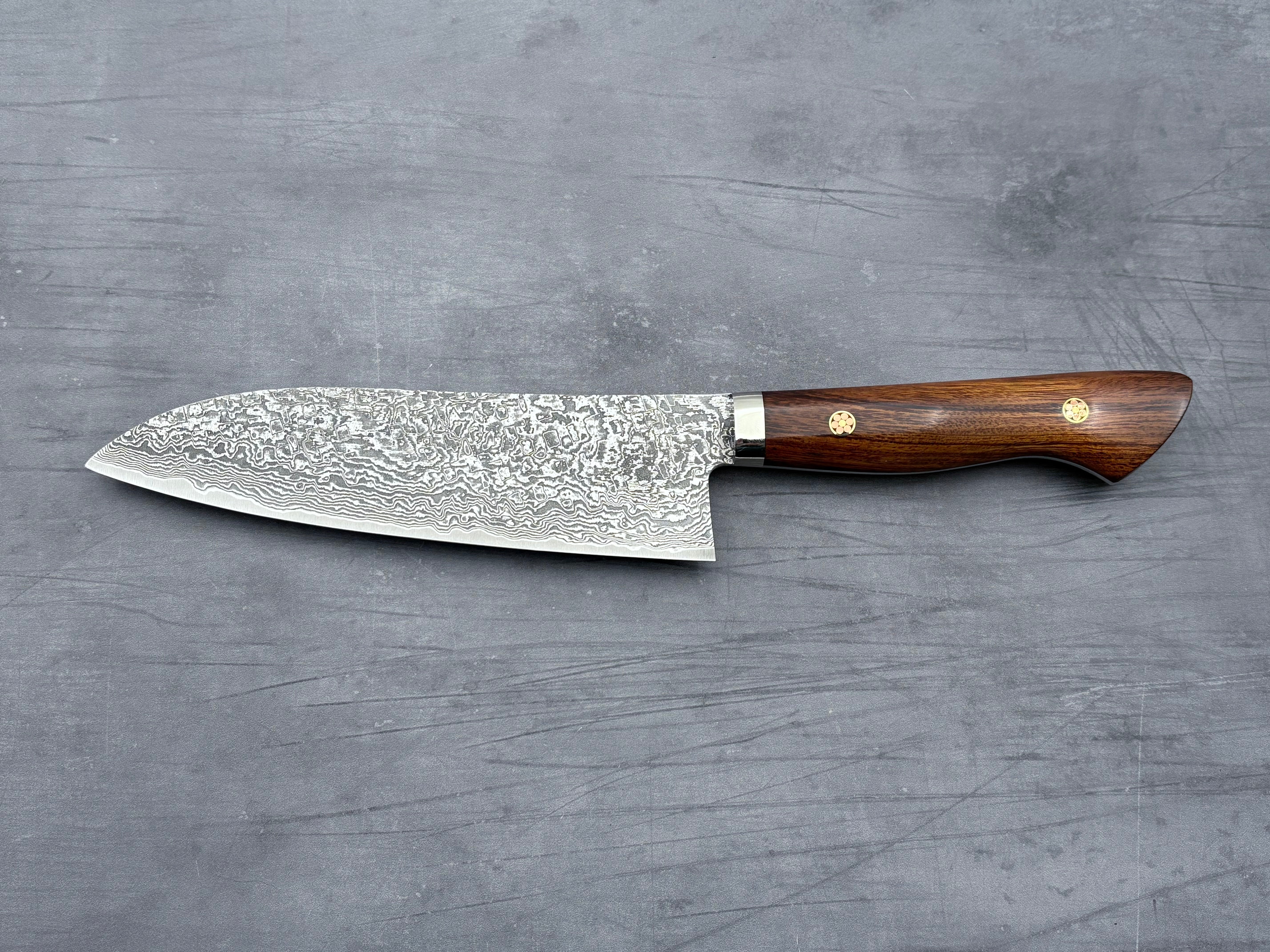 Shigeki Tanaka R2 Damascus Ironwood Santoku