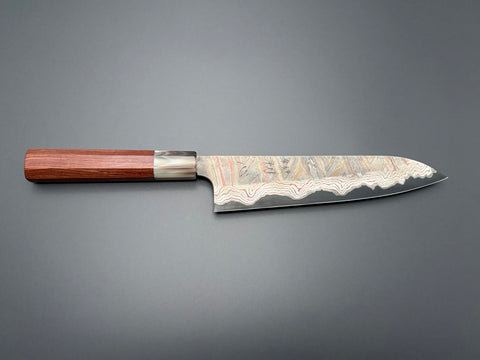 Hatsukokoro Irodori Blue #2 Rainbow Damascus Gyuto 210mm - South Vietnamese Rosewood