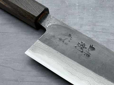 Hatsukokoro Shikkoku Blue #2 Damascus Santoku