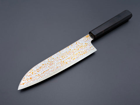 Hatsukokoro Kujaku V-Toku2 Rainbow Damascus Santoku