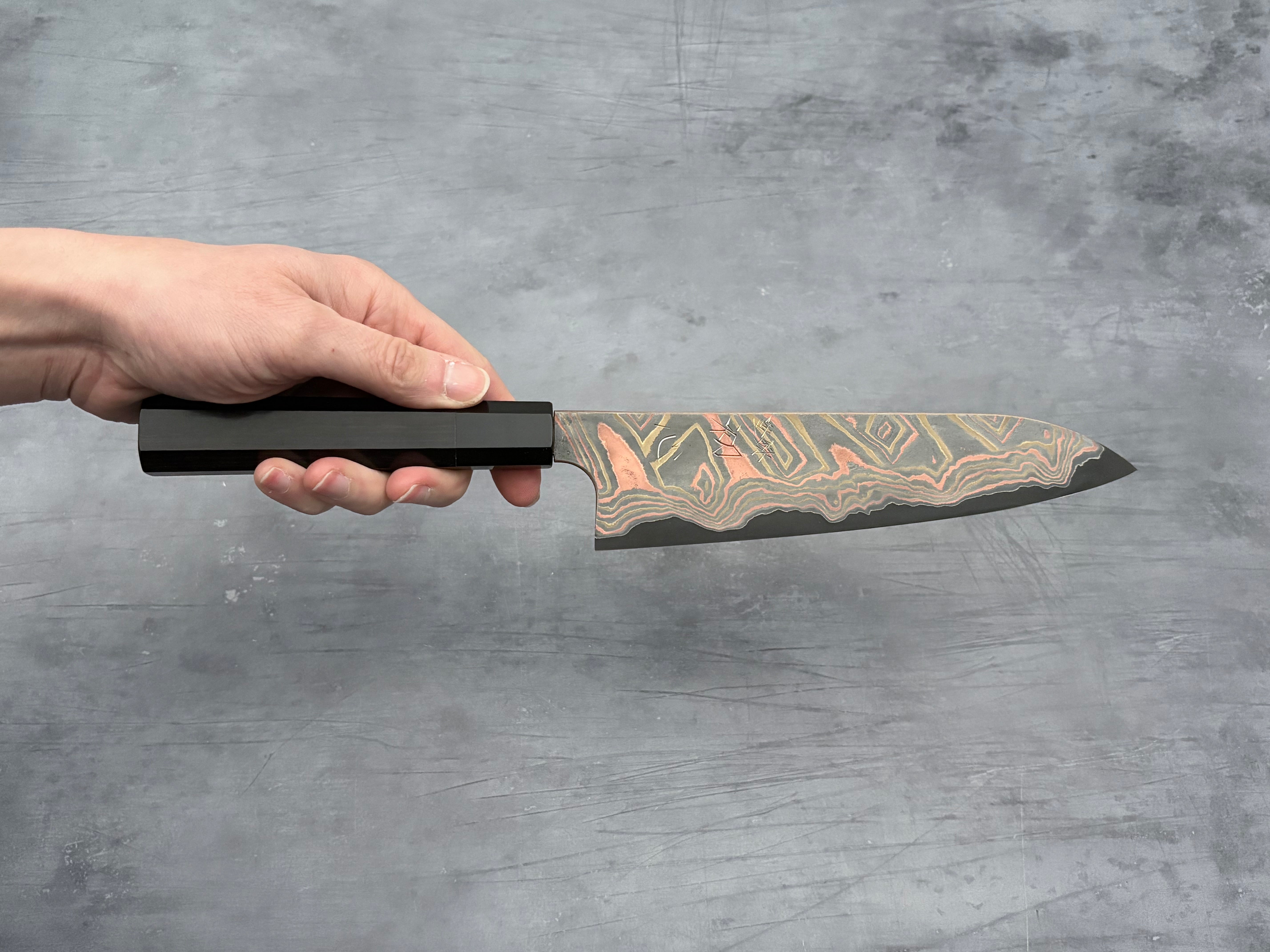 Hatsukokoro Irodori Blue #2 Rainbow Damascus Gyuto 210mm